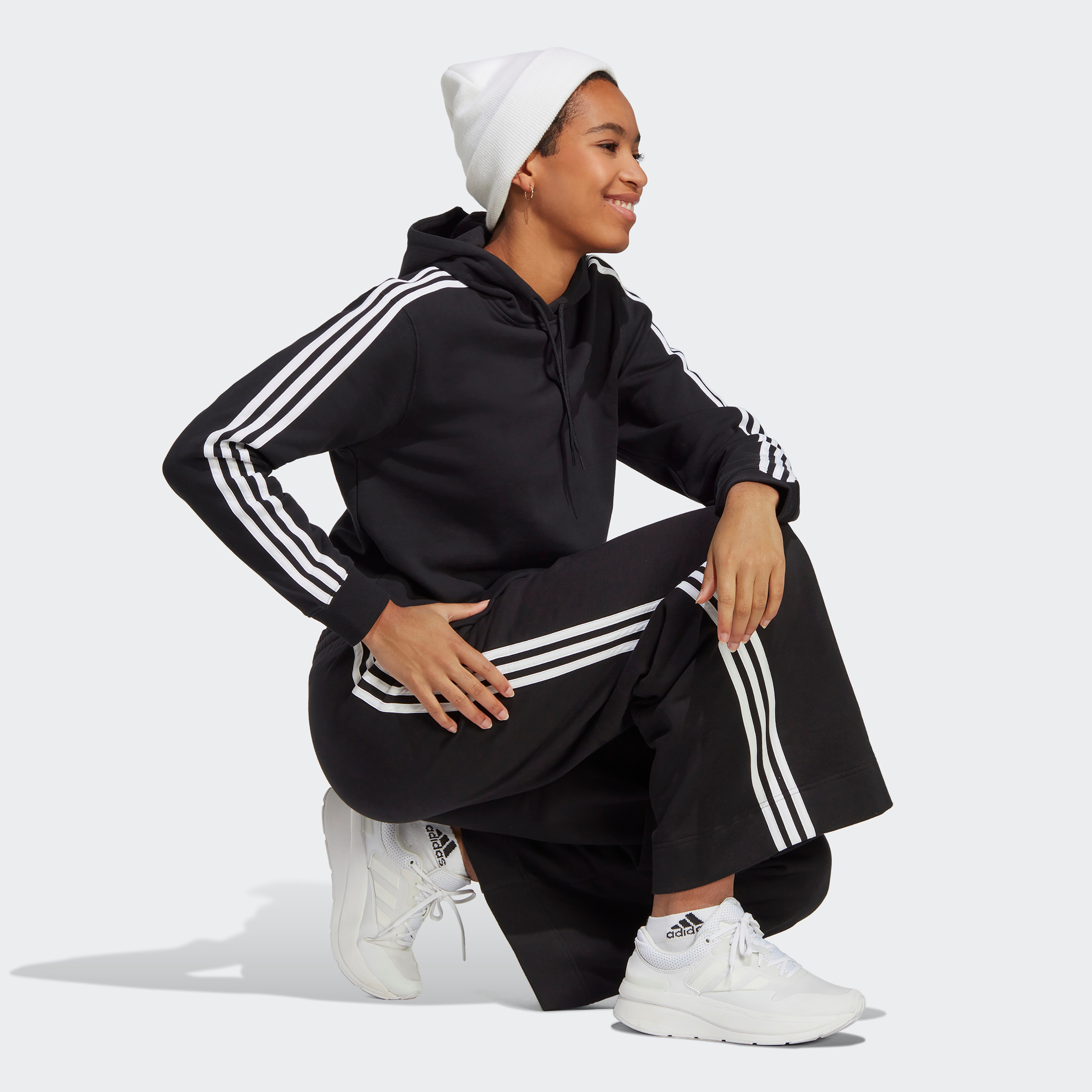 Adidas 3 stripe hoodie 2024 womens