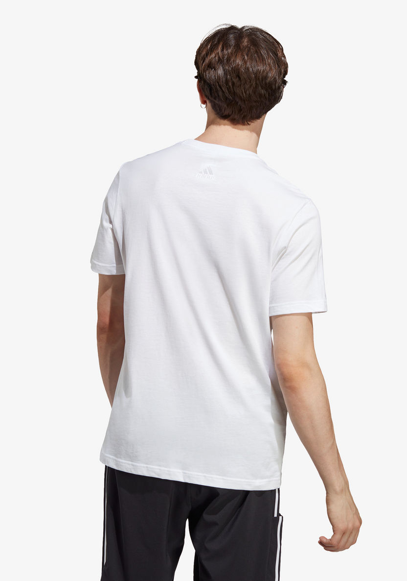 Adidas Logo Print Crew Neck T-shirt with Short Sleeves-T Shirts & Vests-image-1