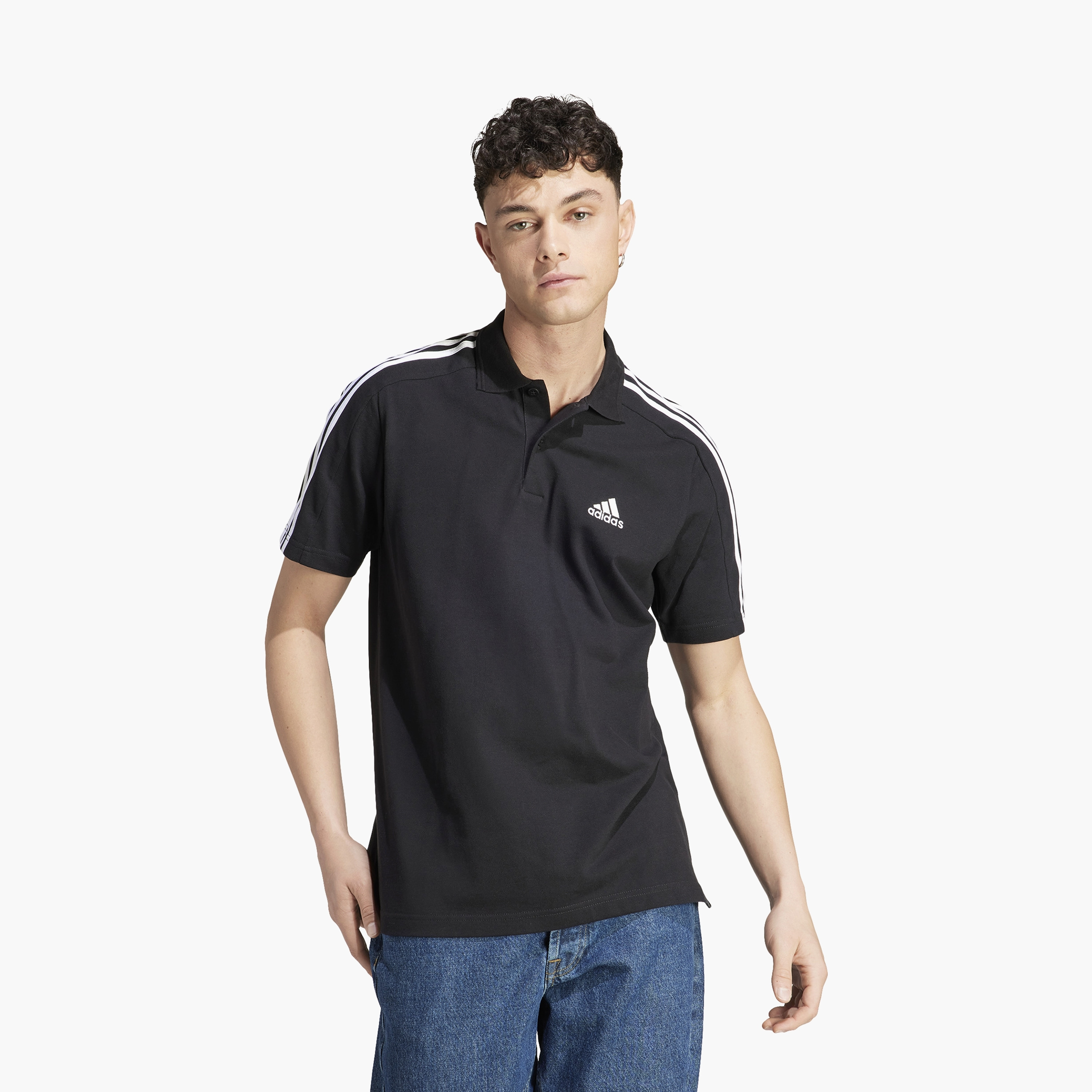adidas Men's Essentials Pique Embroidered Small Logo 3-Stripes Polo T-Shirt | OE-men-clothing-sportswearandactivewear-tshirtsandpolos-image-1