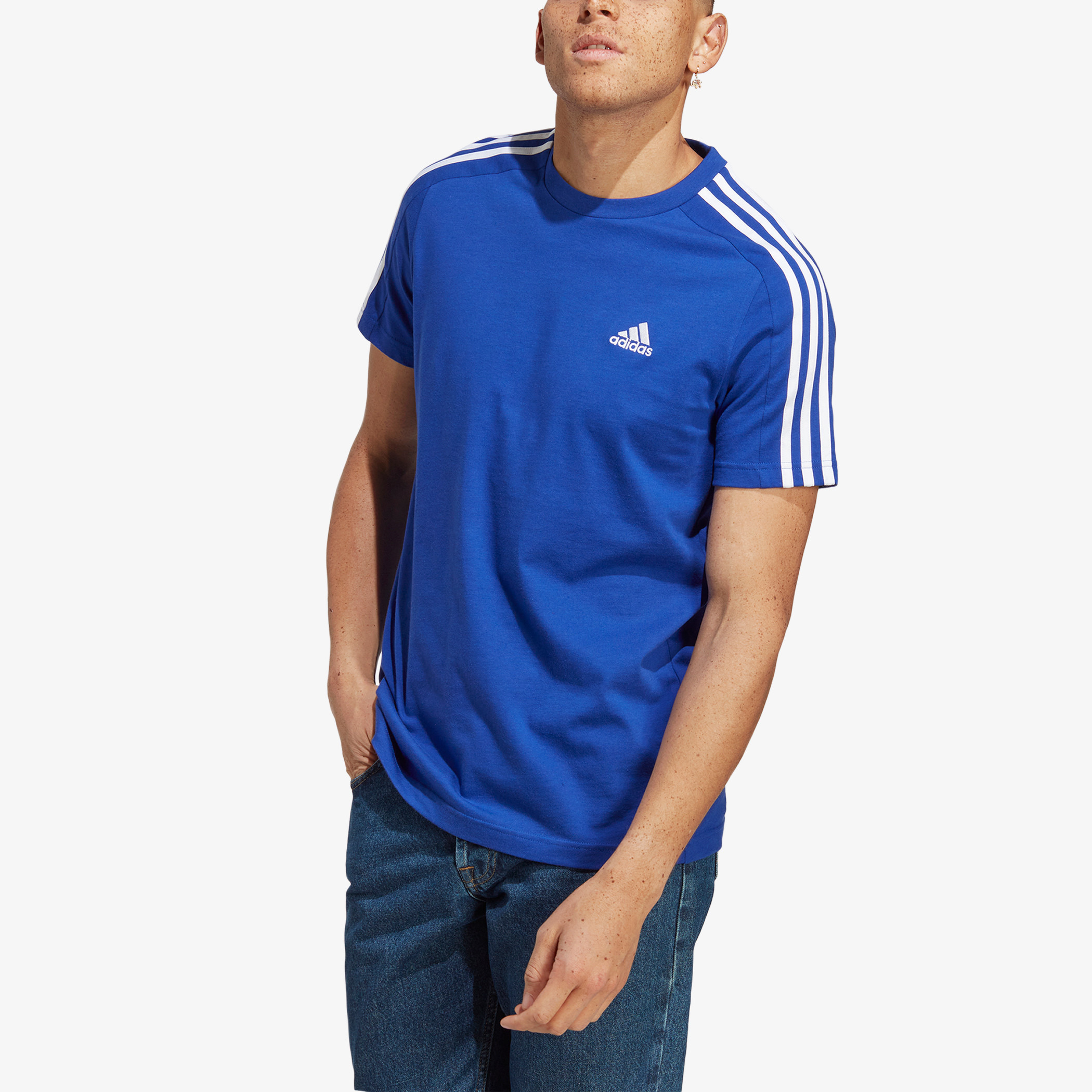 Buy Adidas Stripe Detail Crew Neck T shirt Splash KSA