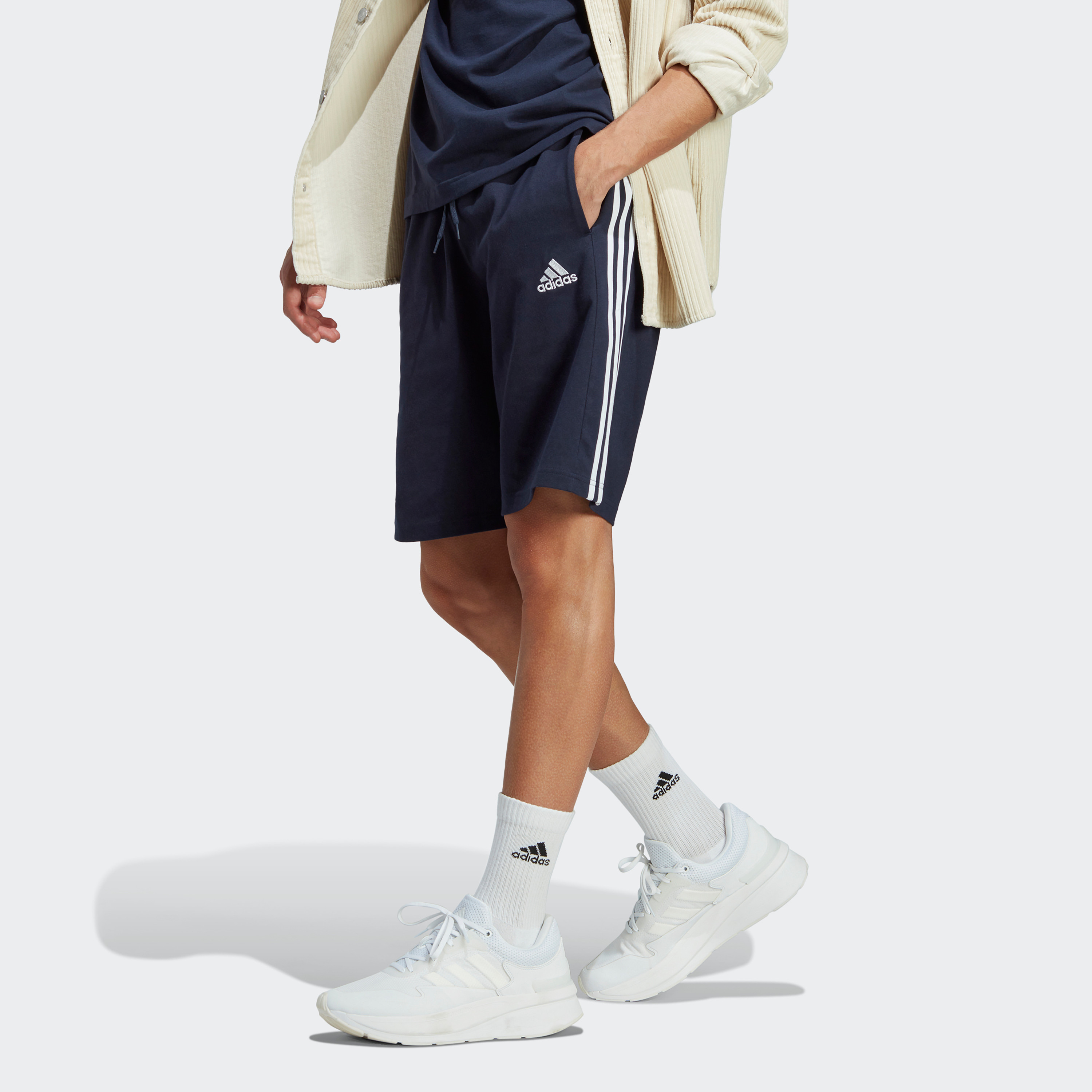 Adidas Men Essentials Single Jersey 3-Stripes Shorts | OE-men-clothing-bottoms-shorts-image-1