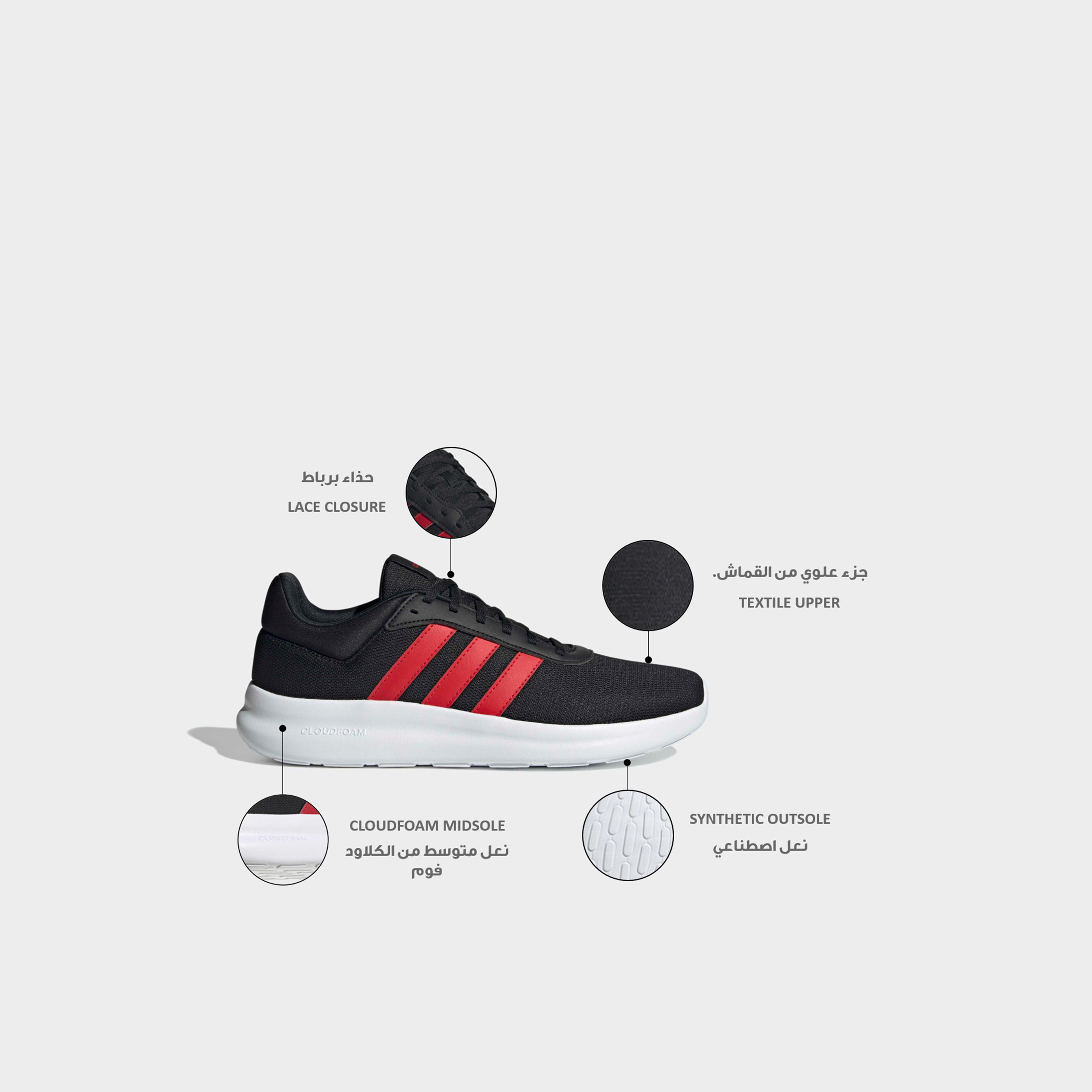 Adidas Men Lite Racer 4.0 Textured Lace-Up Ankle Sneakers-sports-men-shoes-image-2