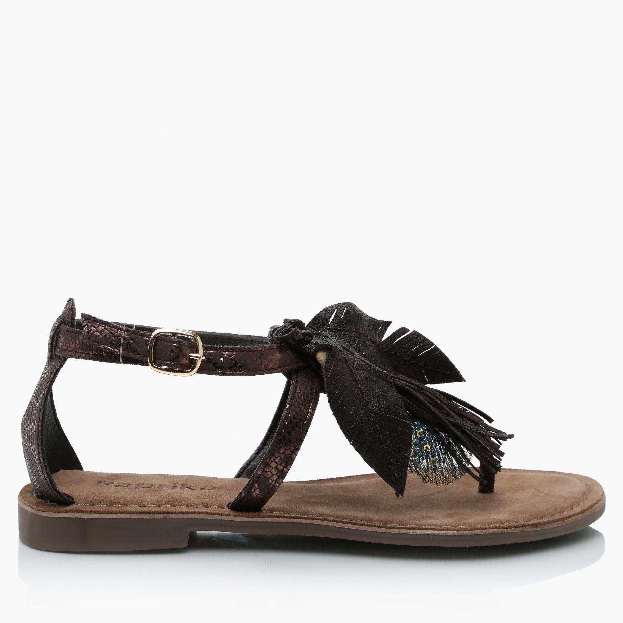 Paprika Embellished Sandals with Buckle Closure-men-shoes-shoecare-image-1