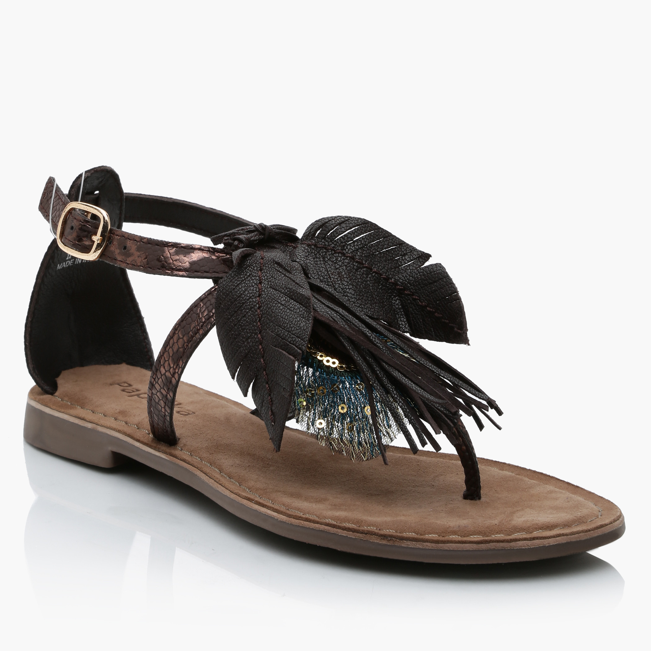 Paprika Embellished Sandals with Buckle Closure-men-shoes-shoecare-image-2