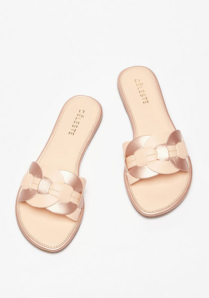 Colourblock Panelled Slide Sandals-Women%27s Flat Sandals-image-1