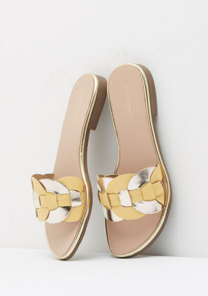 Colourblock Panelled Slide Sandals-Women%27s Flat Sandals-image-3