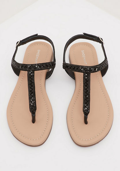 Embellished Thong Sandals with Buckle Closure-Women%27s Flat Sandals-image-2