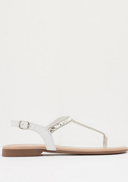 Embellished Thong Sandals with Buckle Closure-Women%27s Flat Sandals-image-0