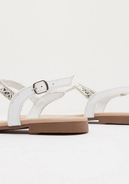 Embellished Thong Sandals with Buckle Closure-Women%27s Flat Sandals-image-3