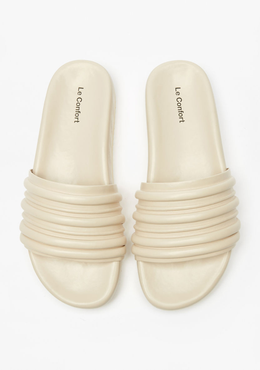 Le Confort Textured Slip-On Slide Sandals-Women%27s Flat Sandals-image-1