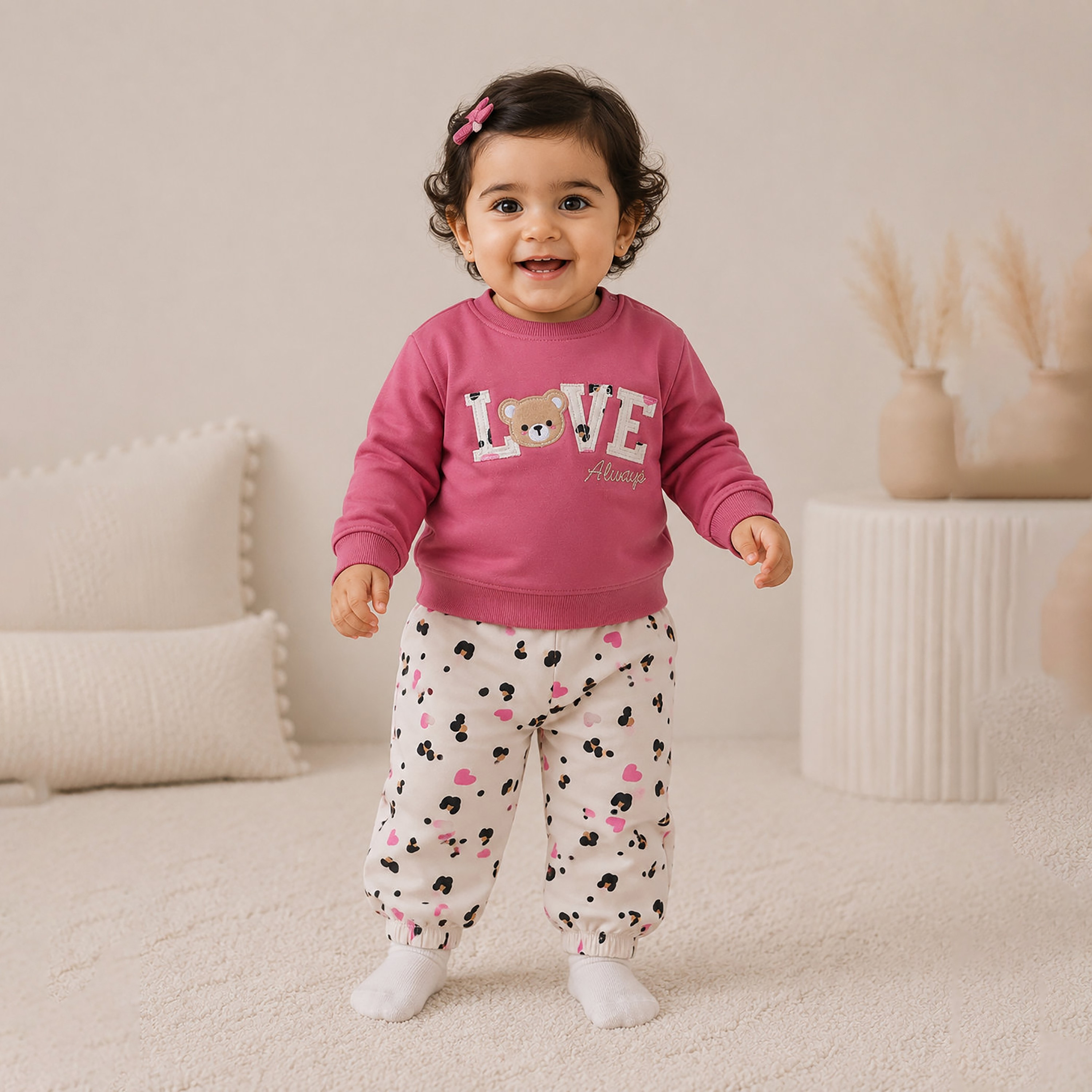Victor and Jane 2-Piece Long Sleeves Sweatshirt & Printed Joggers-baby-girls-clothing-setsandcoords-image-1