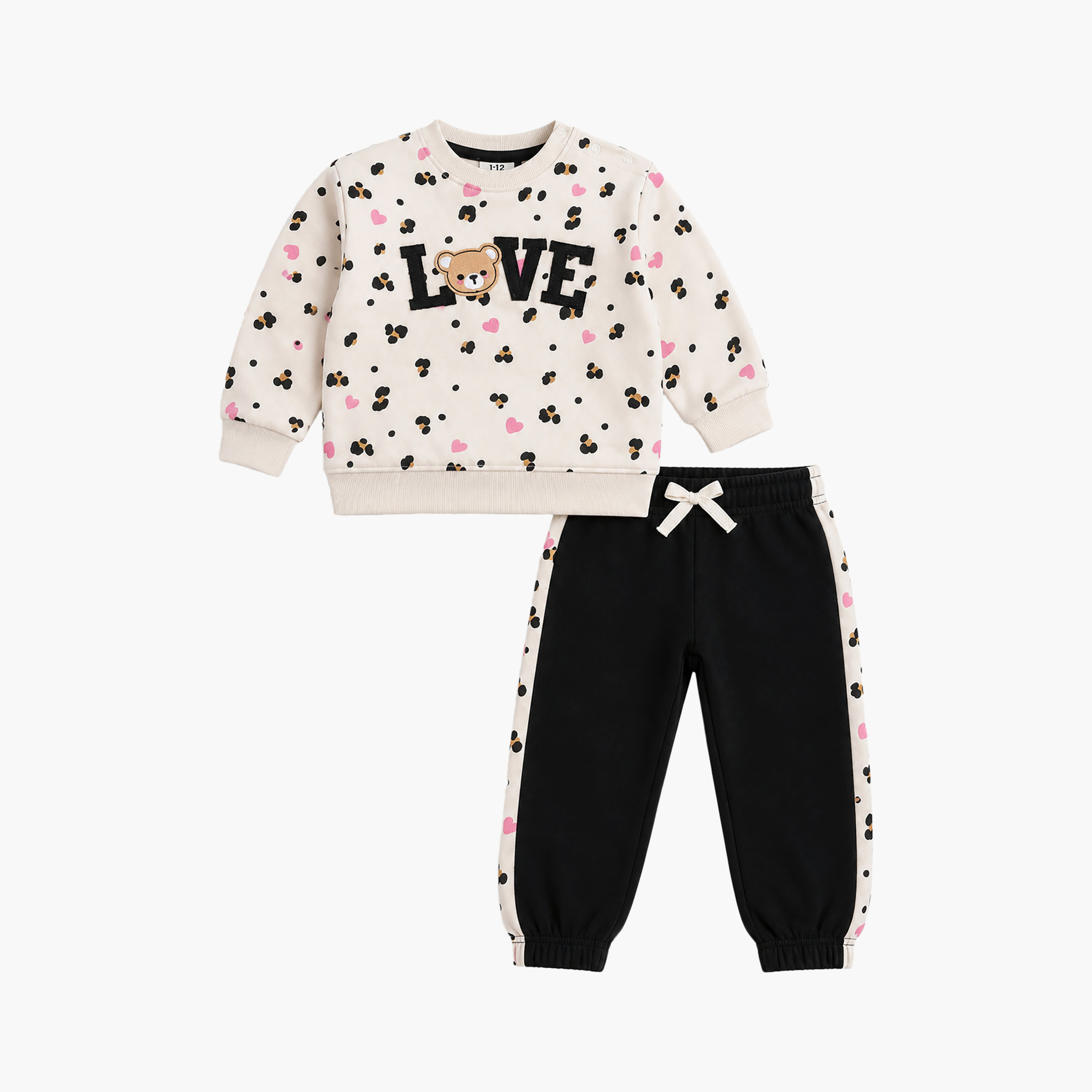 طقم قطعتين سويت شيرت وبنطال رياضي (جوغر) مطبوع من فيكتور أند جين-baby-girls-clothing-setsandcoords-image-3