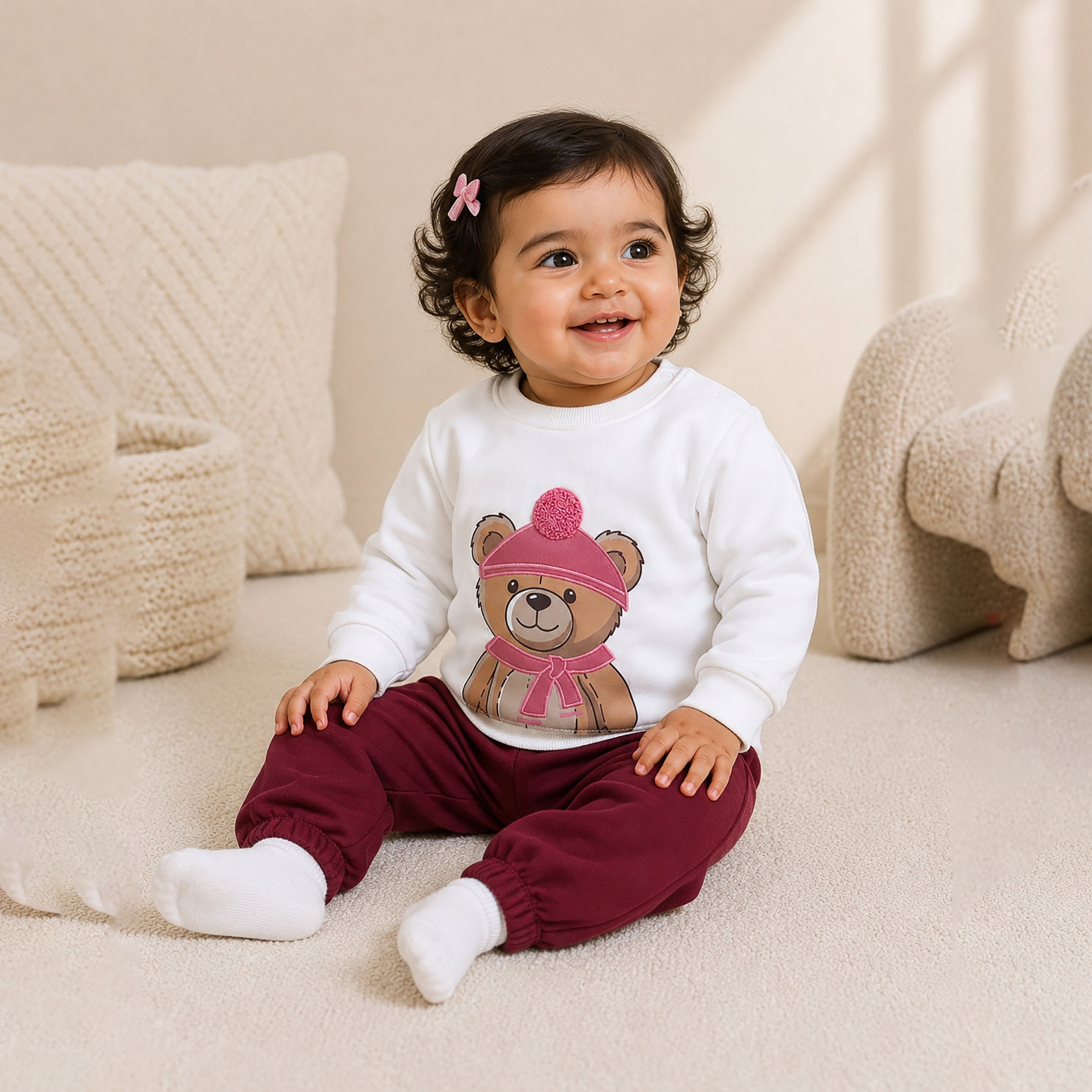 طقم قطعتين سويت شيرت بأكمام طويلة وبنطال رياضي (جوغر) من فيكتور أند جين-baby-girls-clothing-setsandcoords-image-1