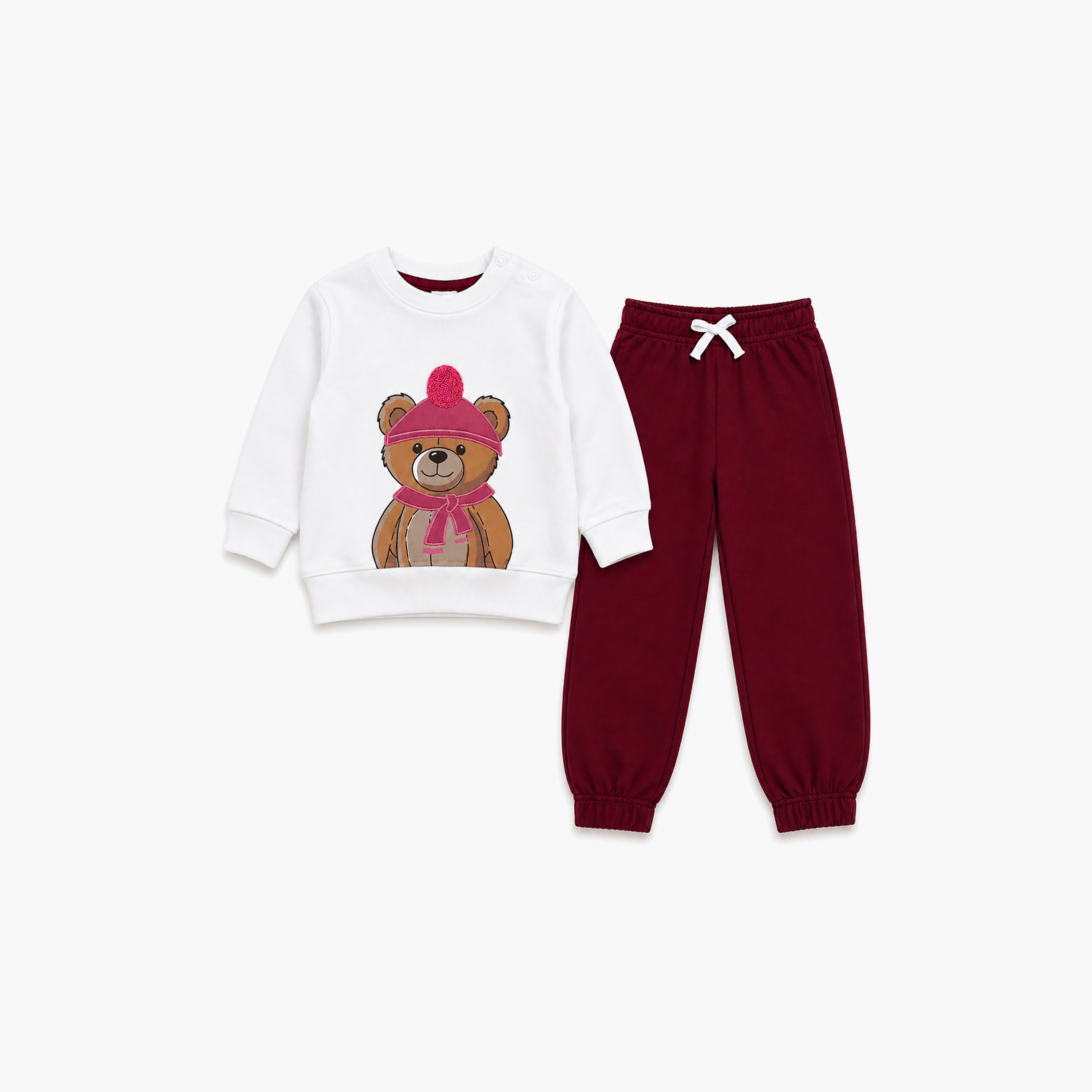 طقم قطعتين سويت شيرت بأكمام طويلة وبنطال رياضي (جوغر) من فيكتور أند جين-baby-girls-clothing-setsandcoords-image-3