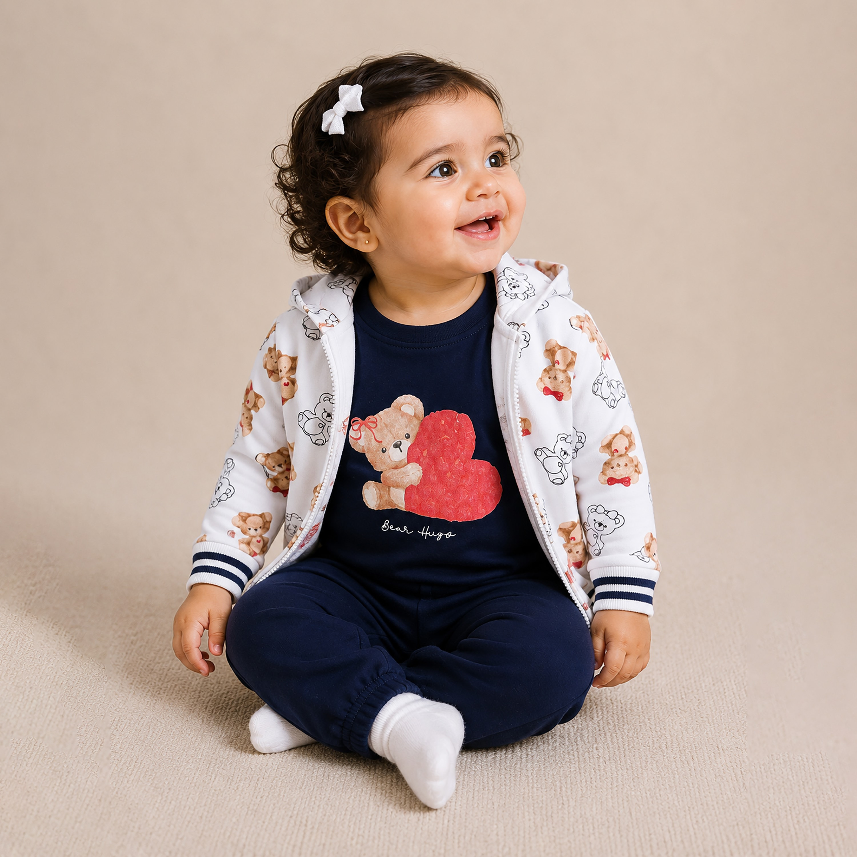 طقم 3 قطع هودي بسحاب مطبوع مع توب وبنطلون جوجر من فيكتور آند جين-baby-girls-clothing-setsandcoords-image-3