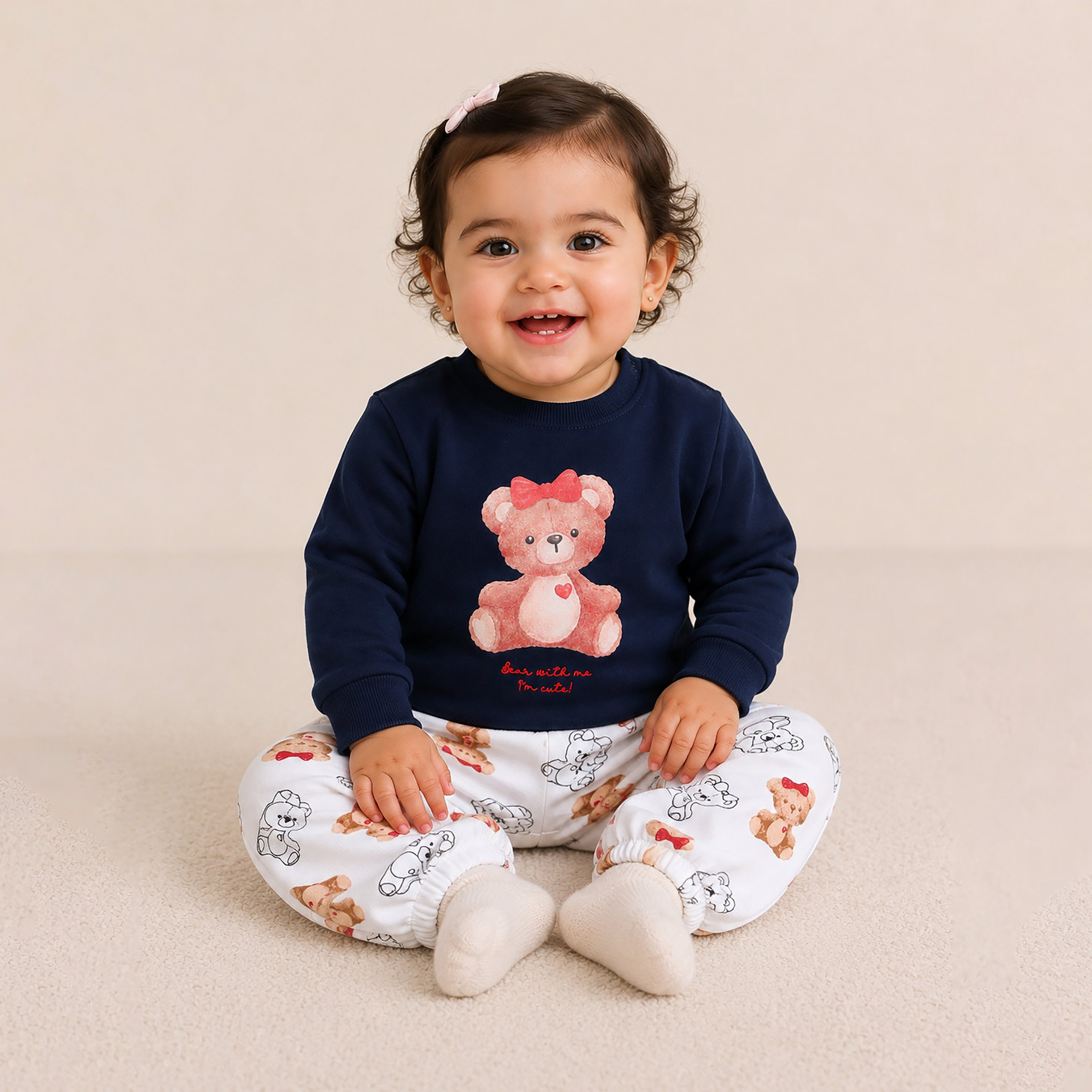 طقم قطعتين سويت شيرت بأكمام طويلة وبنطال رياضي (جوغر) مطبوع من فيكتور أند جين-baby-girls-clothing-setsandcoords-image-2