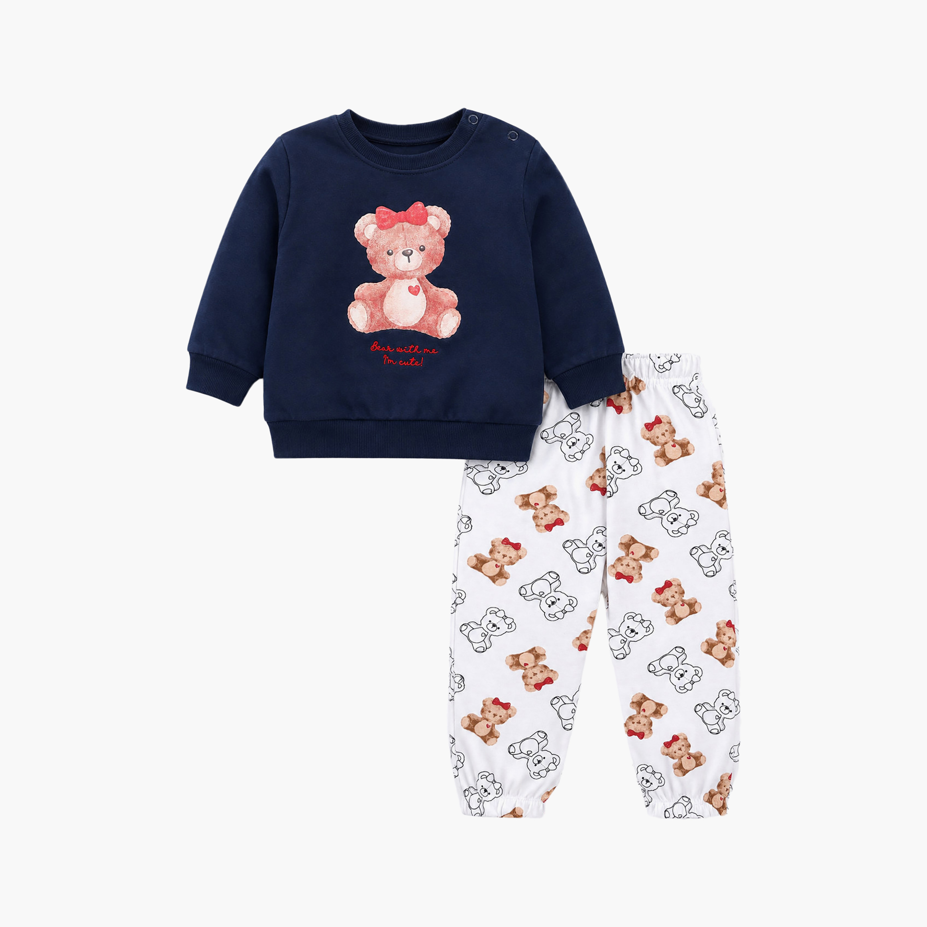 طقم قطعتين سويت شيرت بأكمام طويلة وبنطال رياضي (جوغر) مطبوع من فيكتور أند جين-baby-girls-clothing-setsandcoords-image-3