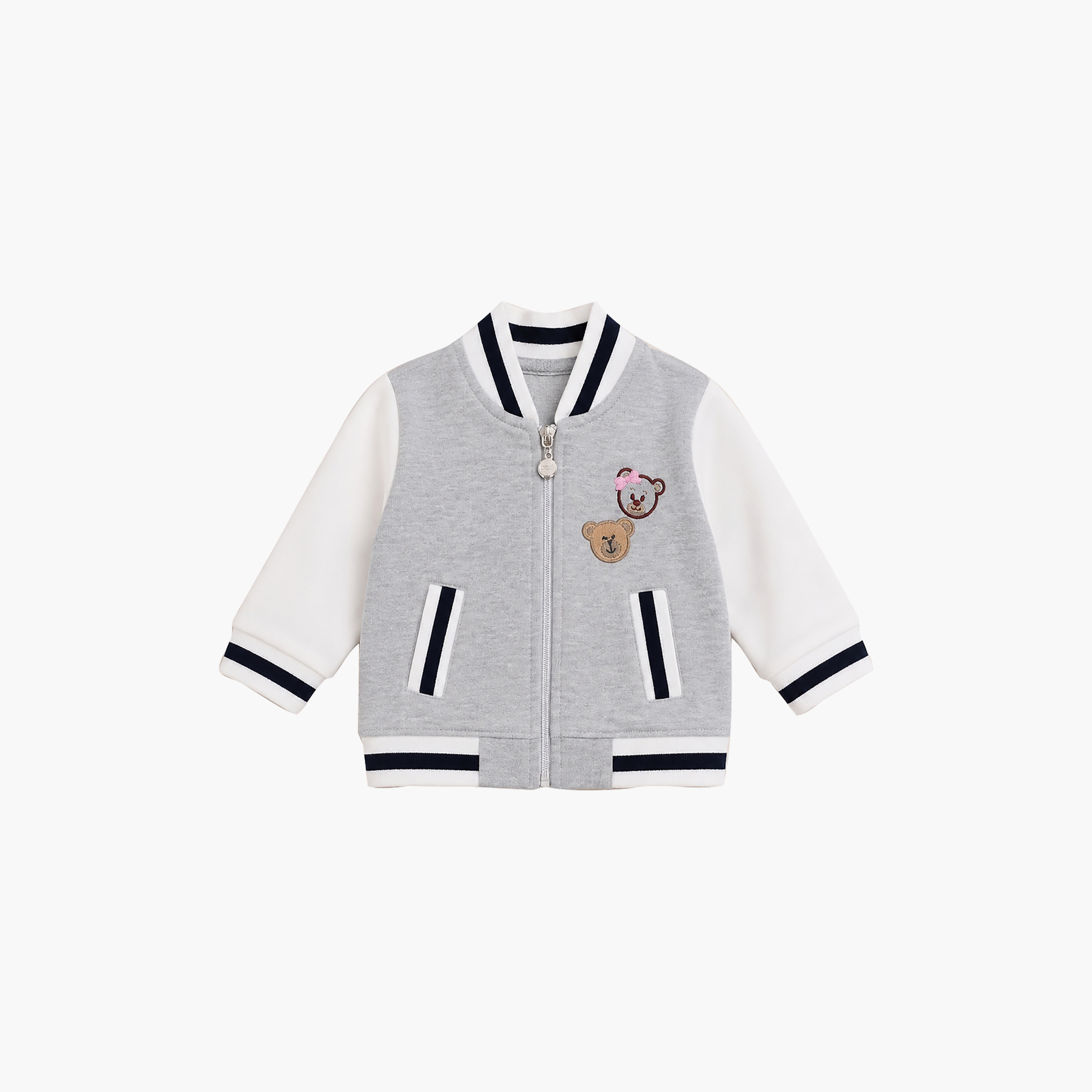 طقم جاكيت بأكمام طويلة وسحاب وبنطال جوجر بمطاط مع تطريز من فيكتور أند جين-baby-girls-clothing-setsandcoords-image-3