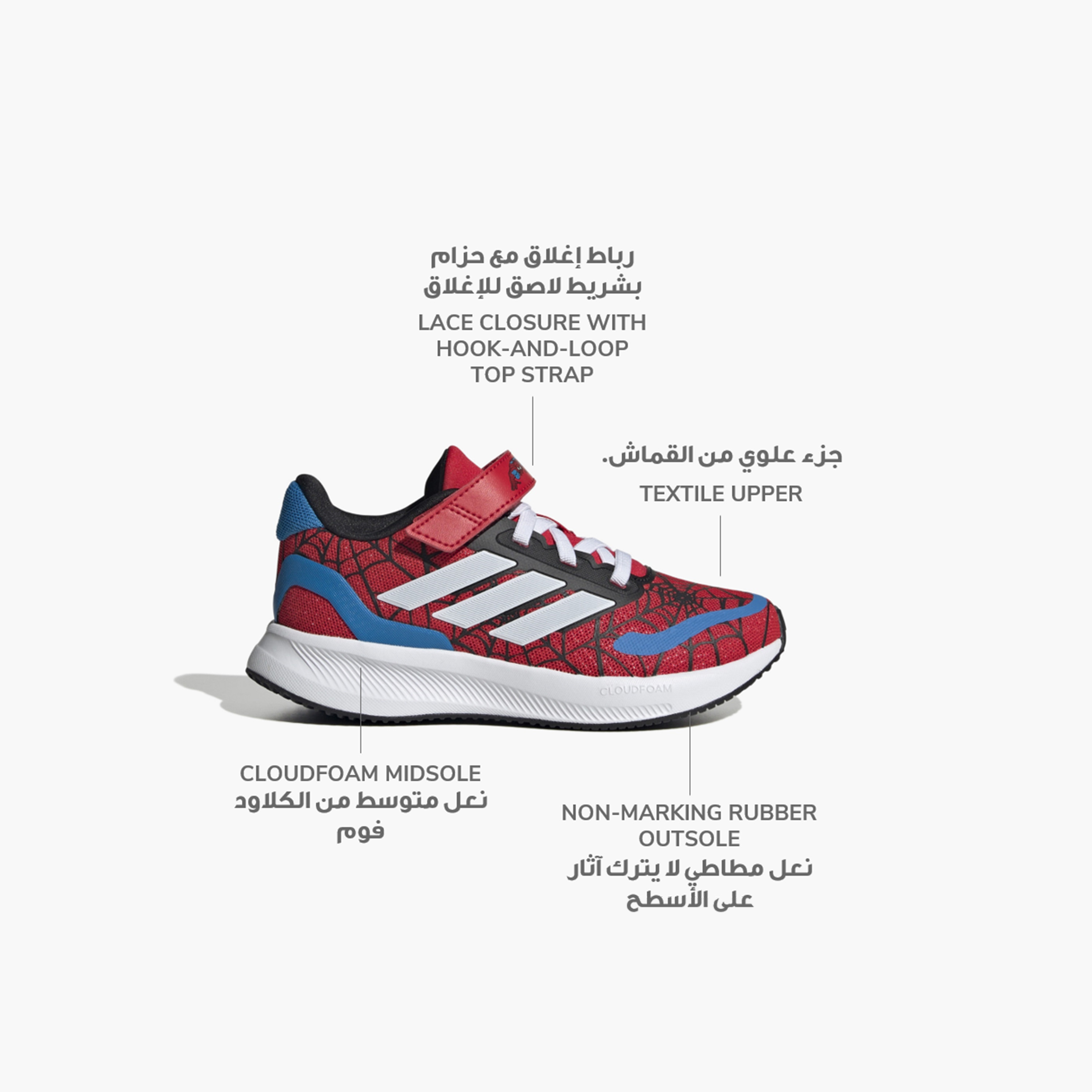 adidas Boy's x Marvel Spider-Man Runfalcon 3.0 Shoes IH8743 | OE-sports-boys-shoes-image-2