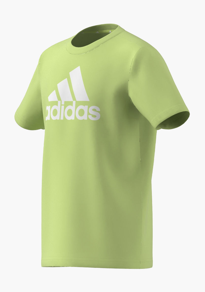 adidas Logo Print Round Neck T-shirt with Short Sleeves-Tops-image-7