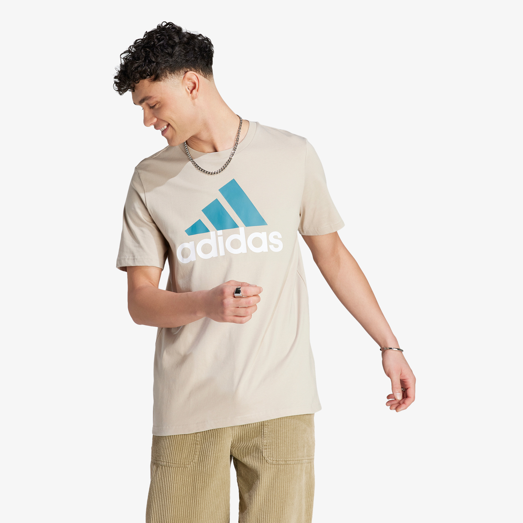 Adidas Logo Print T shirt with Crew Neck and Short Sleeves