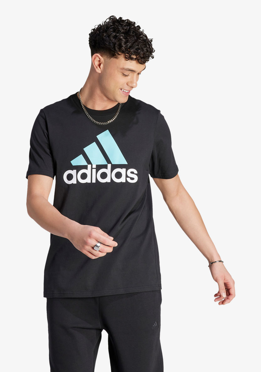 Adidas Logo Print T-shirt with Crew Neck and Short Sleeves-T Shirts & Vests-image-0