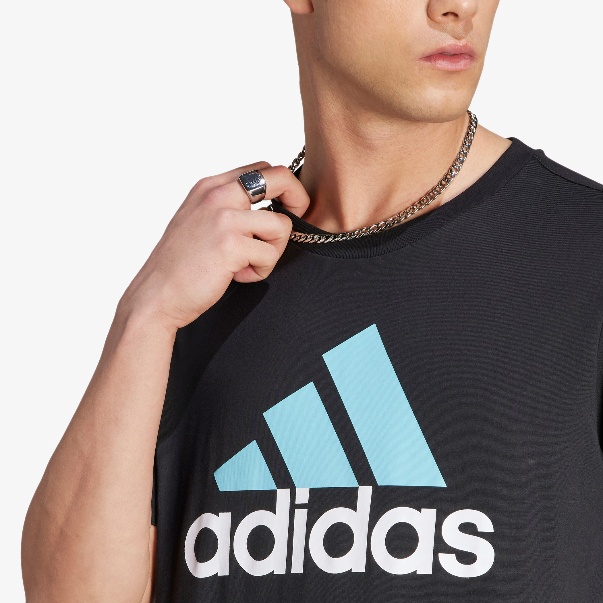 Buy Adidas Logo Print T shirt with Crew Neck and Short Sleeves Splash UAE