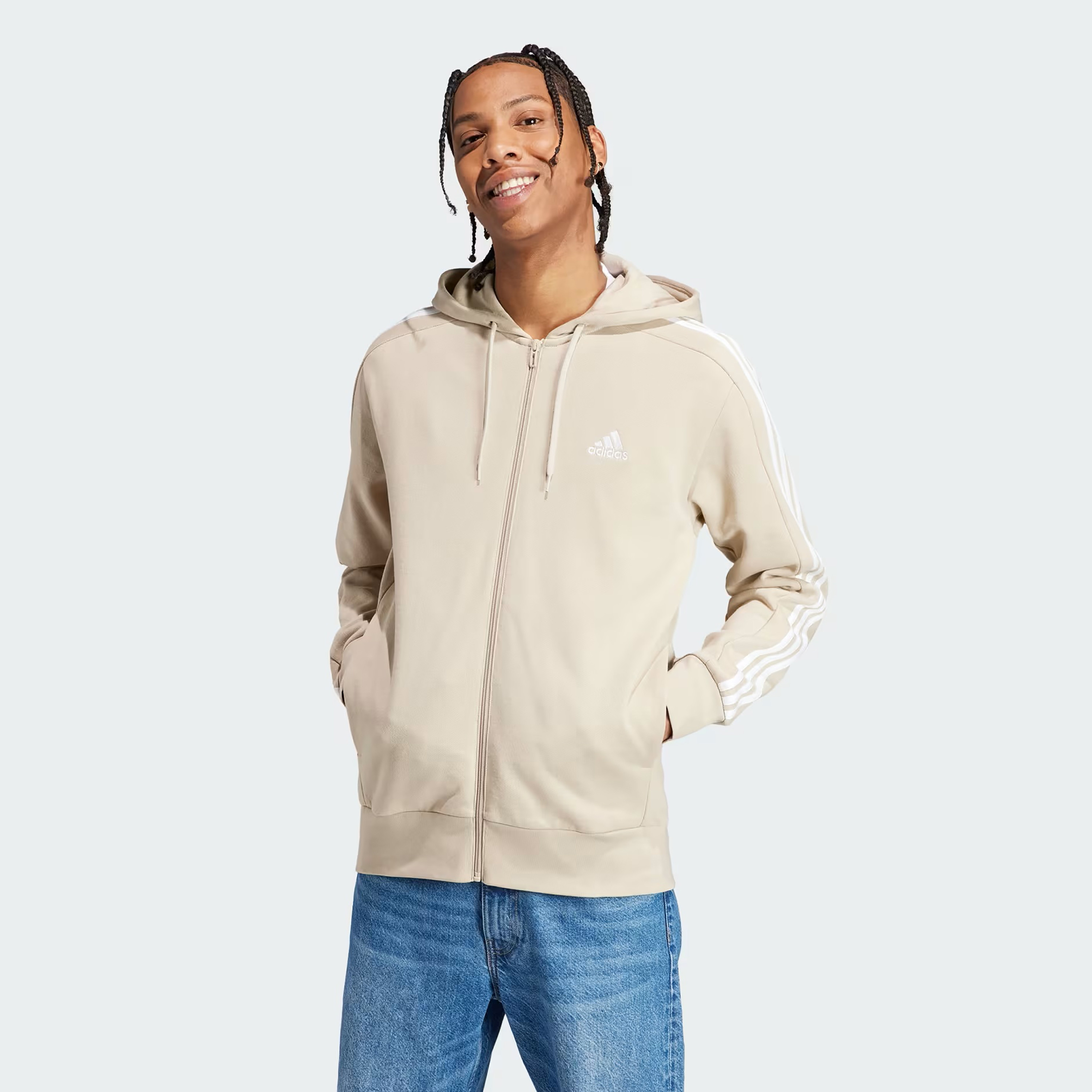 Adidas men's french outlet terry full zip hoodie