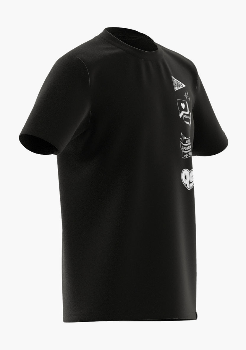 adidas Logo Print Crew Neck T-shirt with Short Sleeves-Tops-image-9