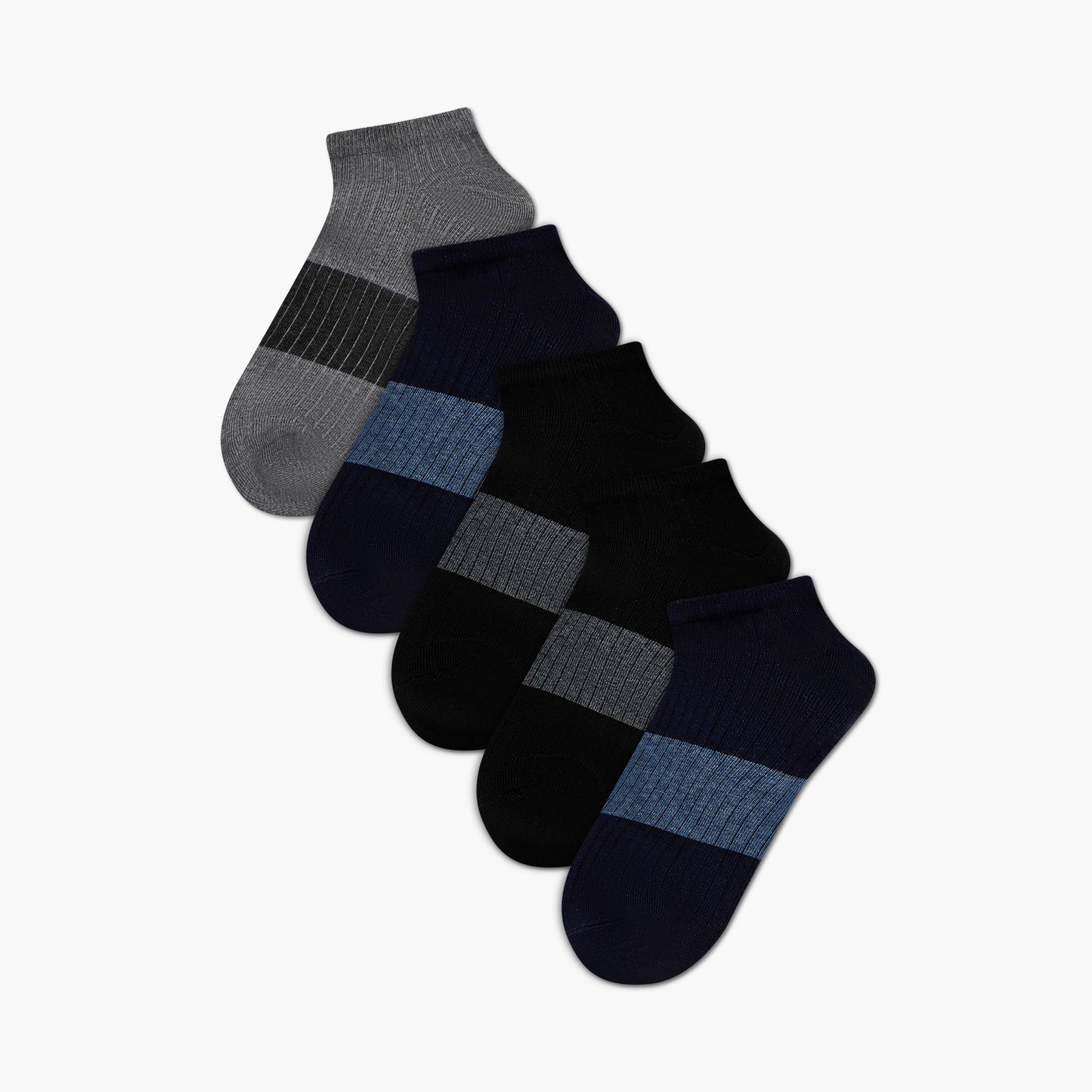 طقم جوارب بطول الكاحل 5 أزواج بارزة الملمس من دوتشيني-men-socks-image-1