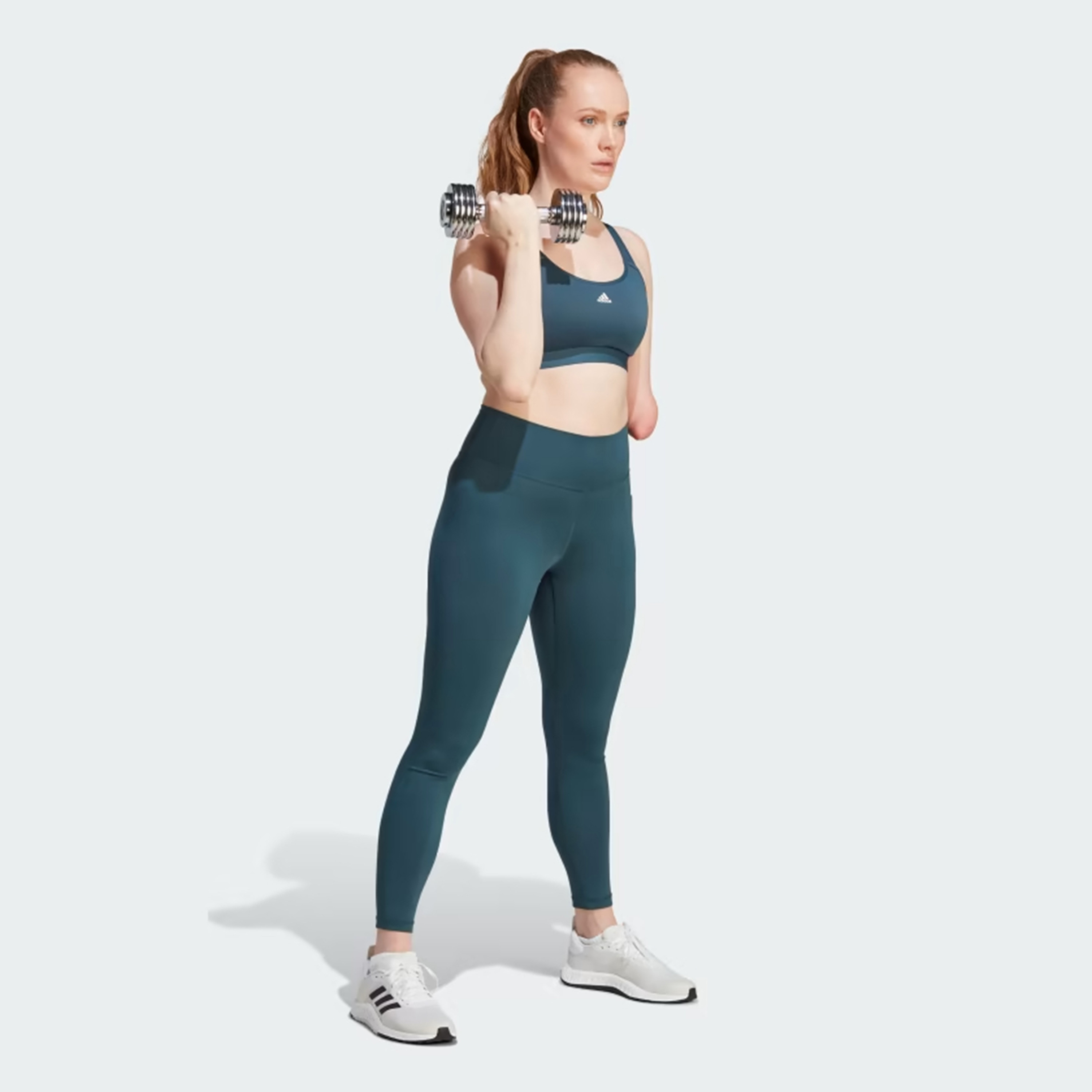 سروال رياضي للتدريب اسنشيالز ضيق للنساء عالي الخصر7\8 من اديداس | او اي-women-clothing-bottoms-leggings-image-2