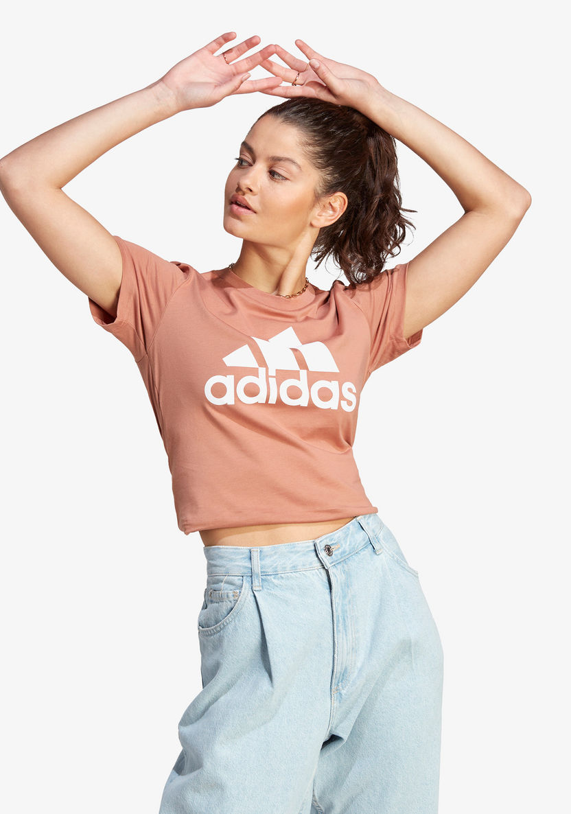 Adidas Logo Print T-shirt with Crew Neck and Short Sleeves-T Shirts & Vests-image-3