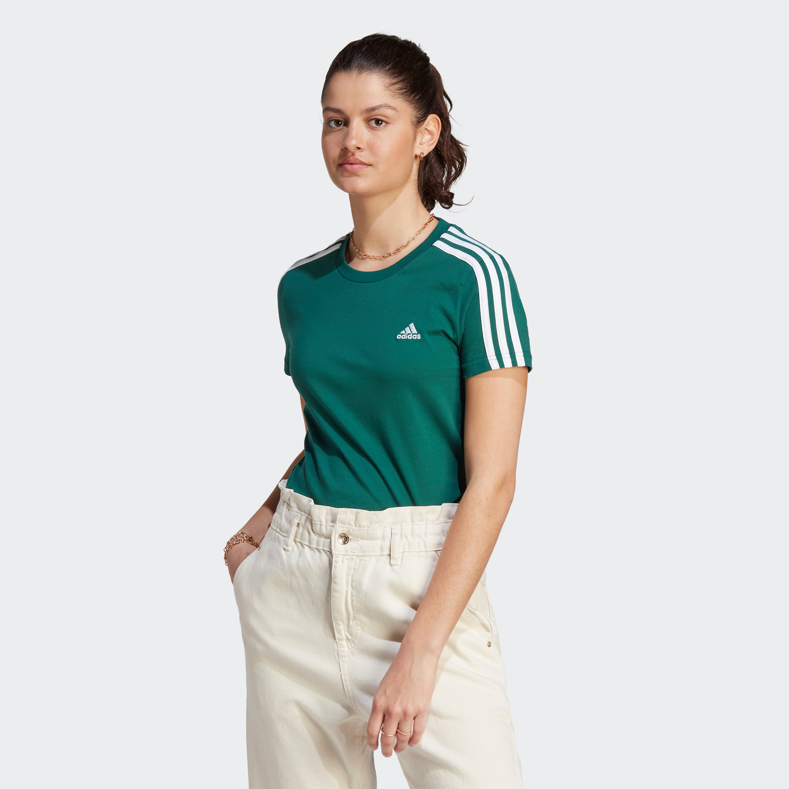 سروال رياضي اسنشيال ضئيل بثلاثة خطوط من اديداس للنساء | او اي-sports-women-clothing-tshirtsandvests-image-7