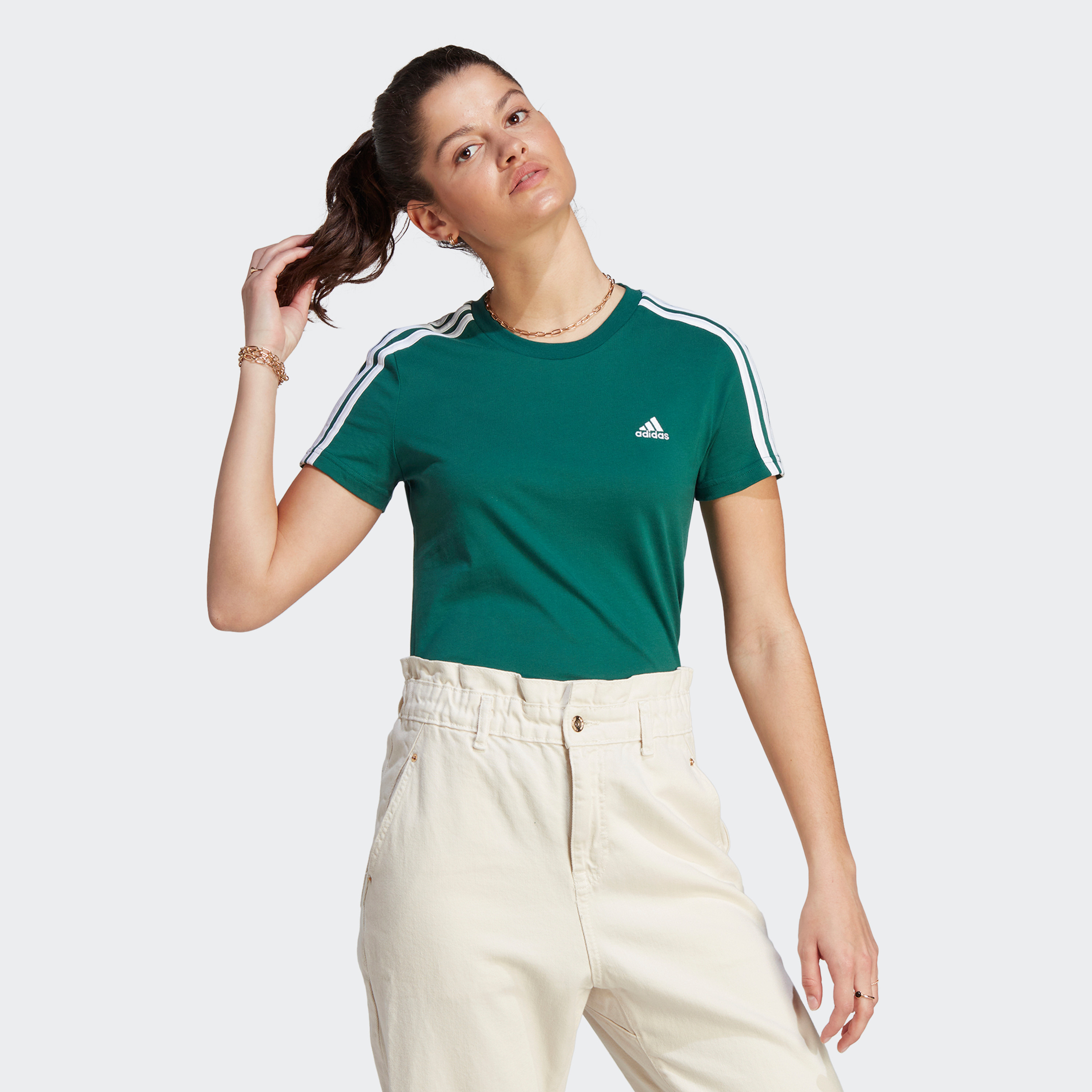 سروال رياضي اسنشيال ضئيل بثلاثة خطوط من اديداس للنساء | او اي-sports-women-clothing-tshirtsandvests-image-8