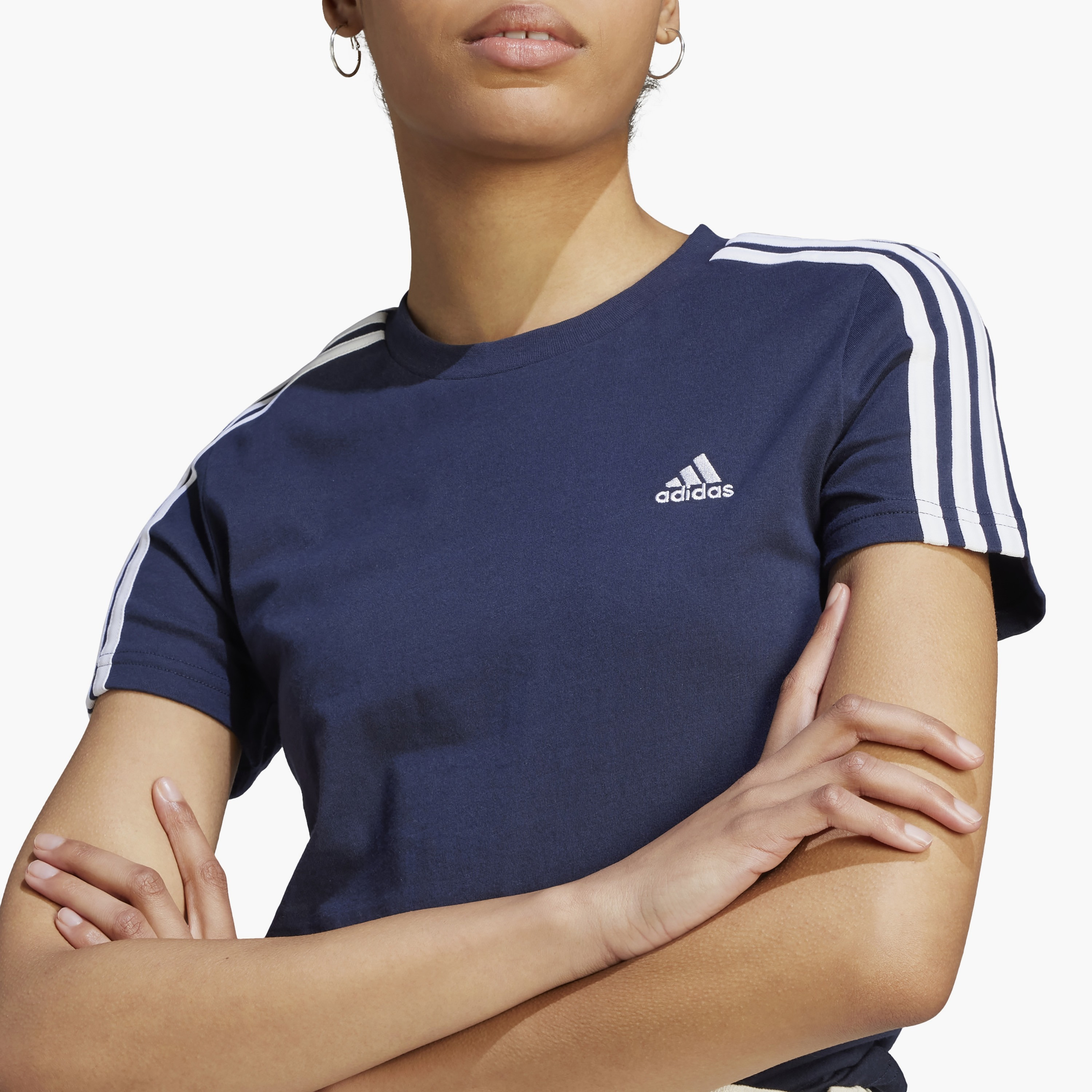 تيشيرت ذو اسينشالز سليم 3-سترايبس للنساء من اديداس IM2791 | OE-women-clothing-tshirts-image-3
