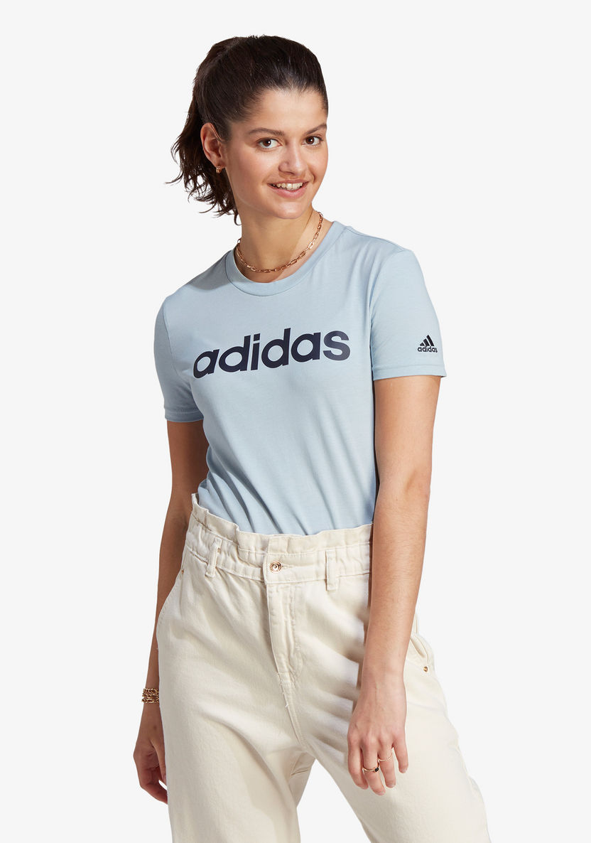 Adidas Logo Print T-shirt with Short Sleeves and Crew Neck-T Shirts & Vests-image-2