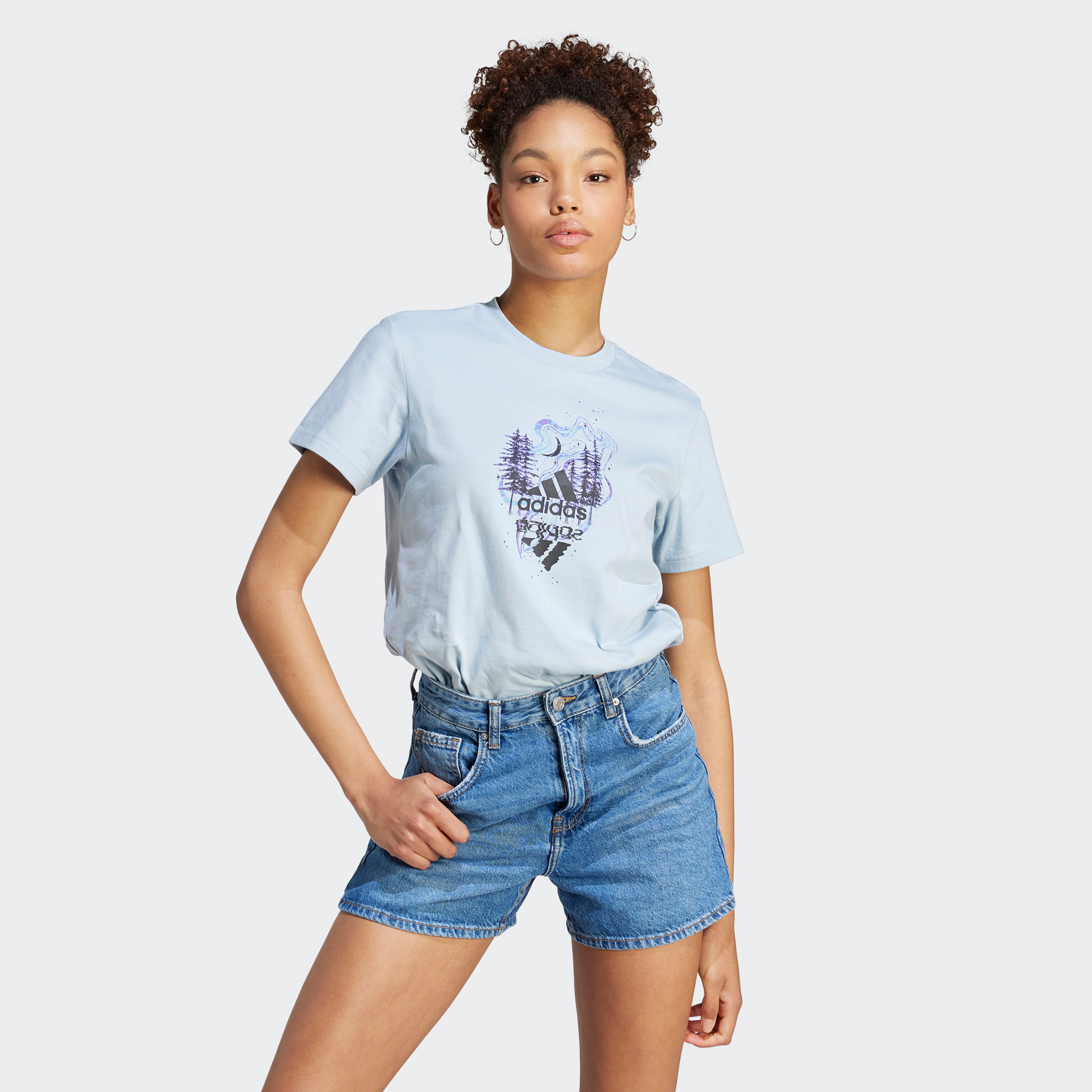 تيشيرت للنساء يتميز برسم الطبيعة الصوف يجرافيك من اديداس | او اي-sports-women-clothing-tshirtsandvests-image-1