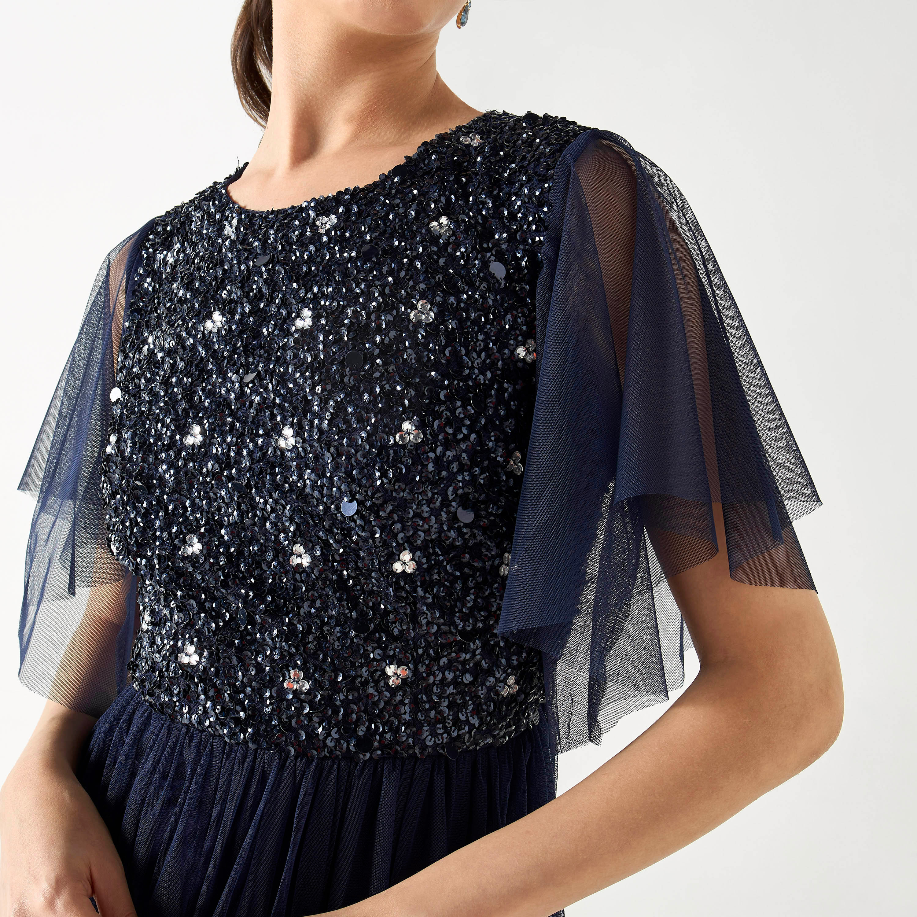 Embellished Maxi Dress with Flutter Sleeves and Zip Closure-women-clothing-dresses-image-4