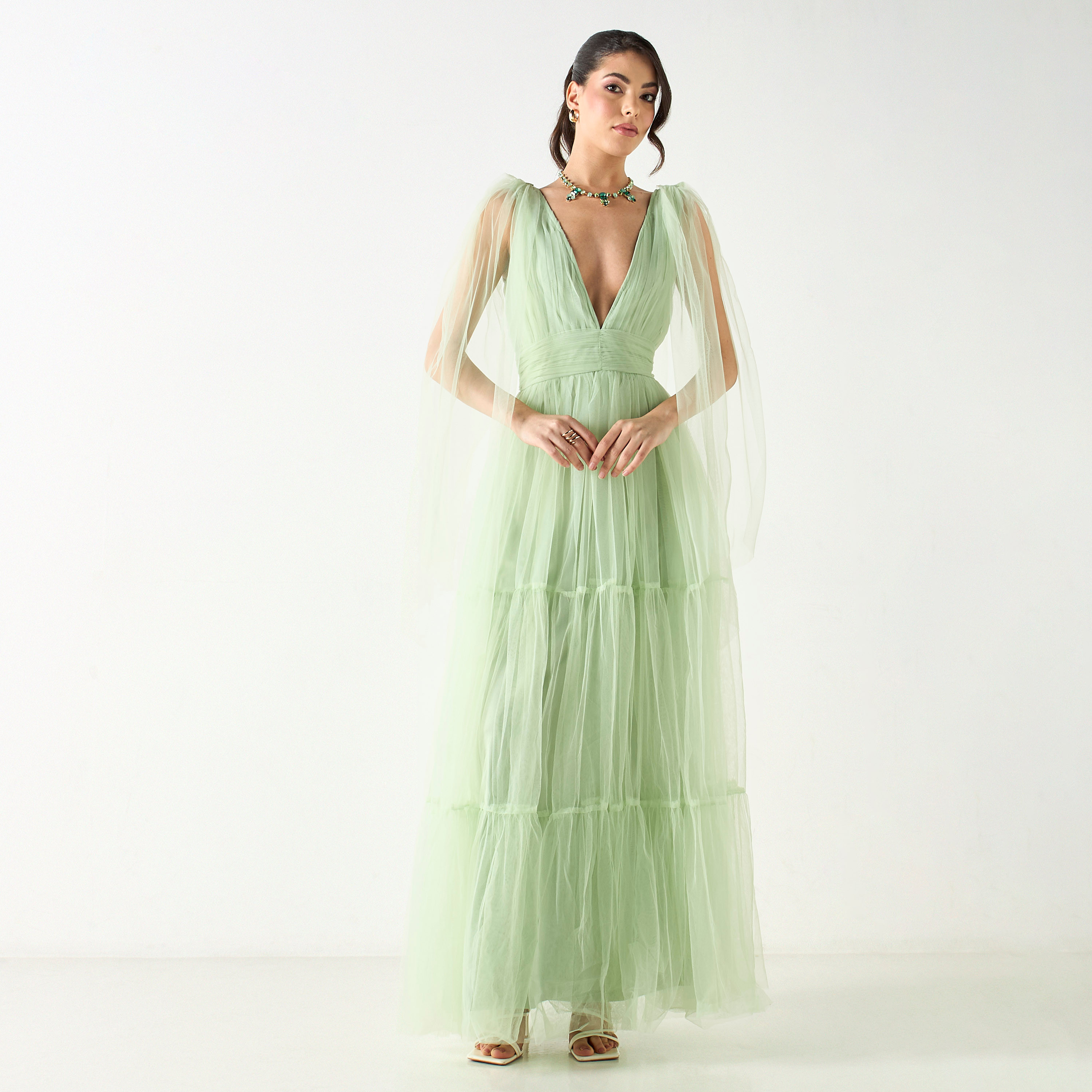 Solid Plunge Neck Sleeveless Maxi Dress-women-clothing-dresses-image-2