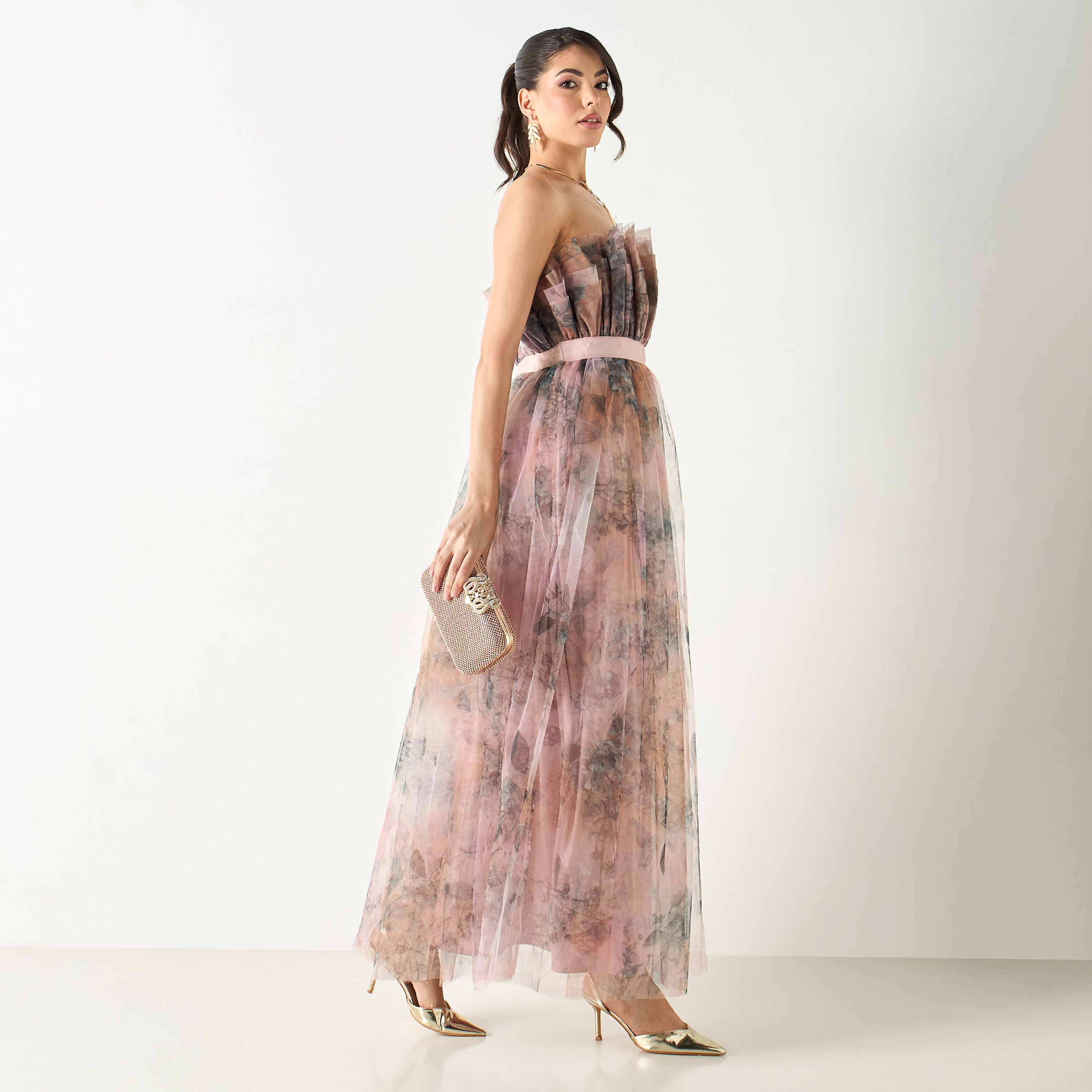 فستان ماكسي شبك بطبعات من ليس آند بيدز-women-clothing-dresses-image-1