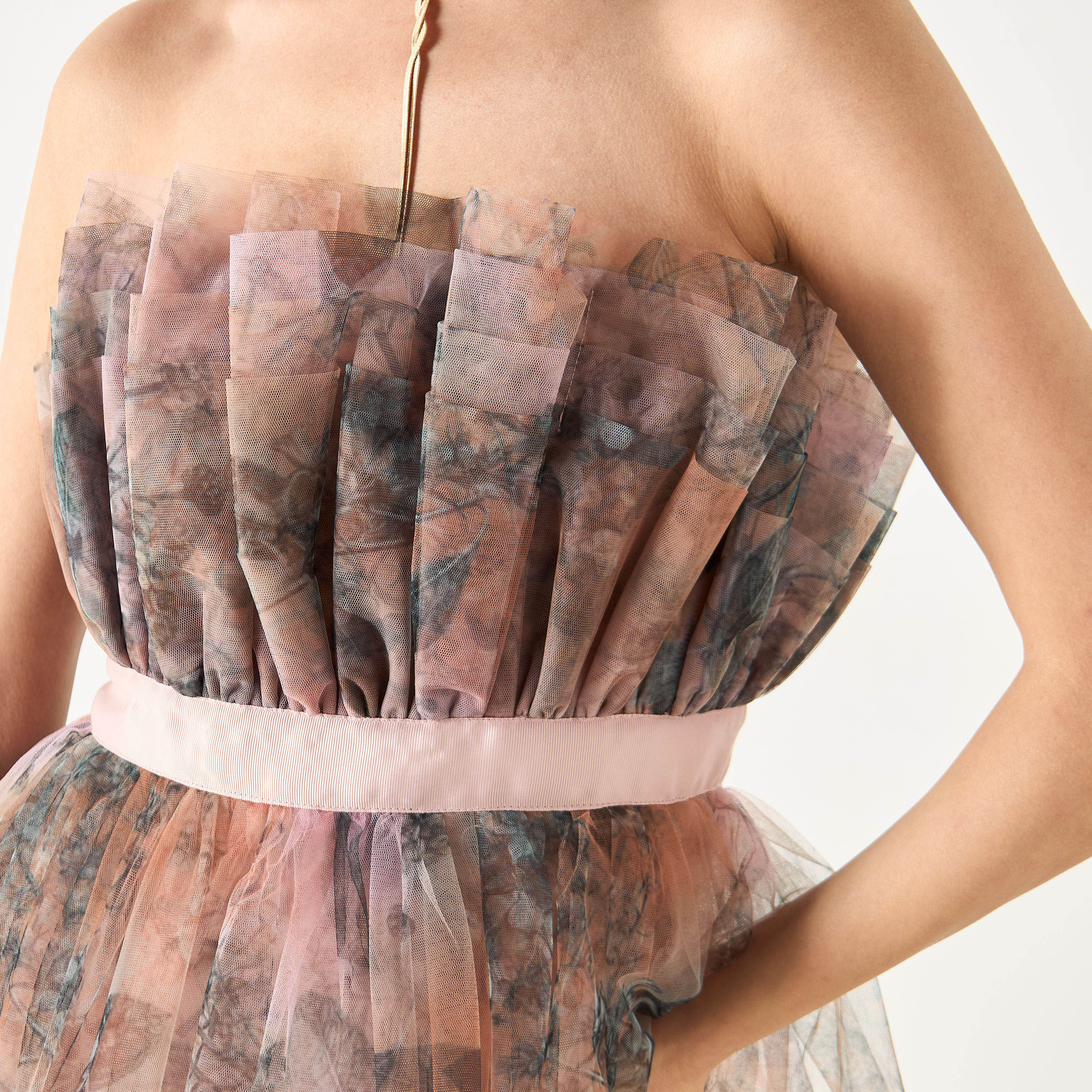 Lace & Beads All-Over Print Maxi Mesh Gathered Dress-women-clothing-dresses-image-5