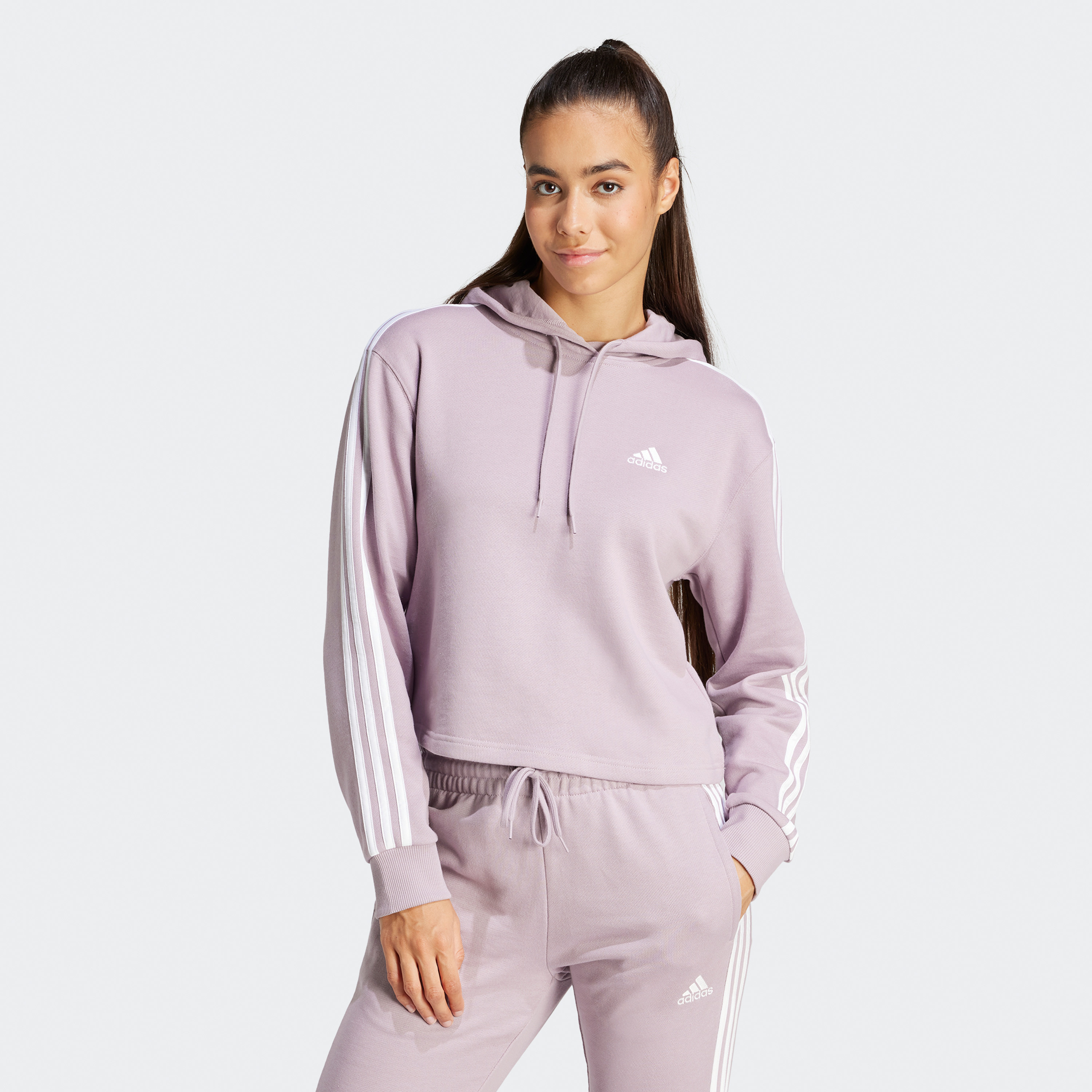 أديداس - هودي كروب ايسنشالز بثلاثة خطوط تيري فرنسي IR5396-sports-women-clothing-hoodiesandsweatshirts-image-1