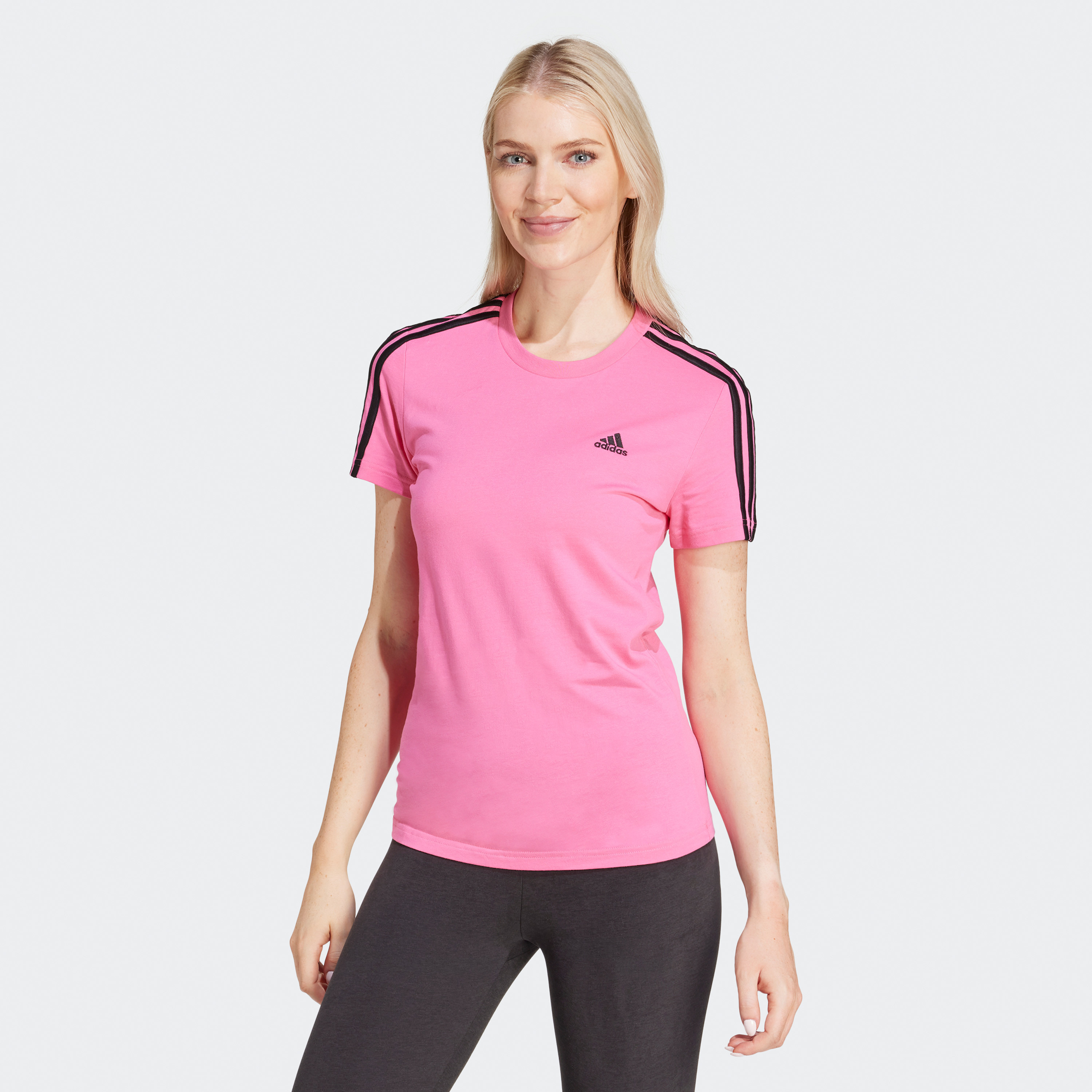 أديداس - تي شيرت سليم ايسنشالز بثلاثة خطوط IS1552-sports-women-clothing-tshirtsandvests-image-1