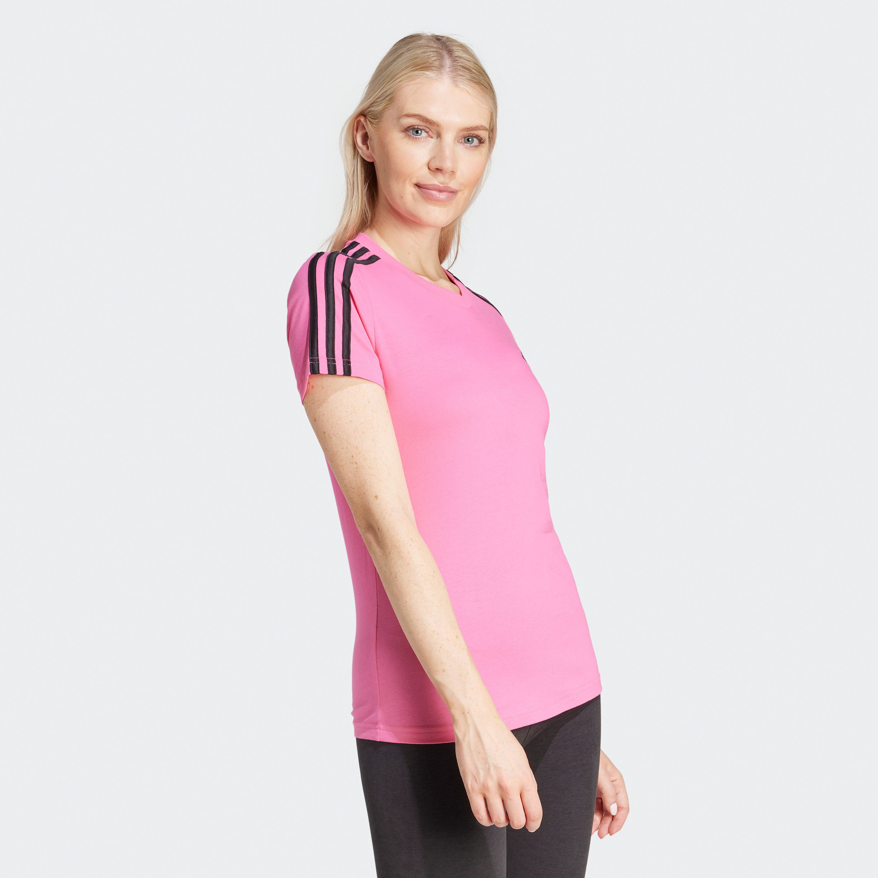 adidas Women's Essentials Slim 3-Stripes T-Shirt IS1552|OE-sports-women-clothing-tshirtsandvests-image-3