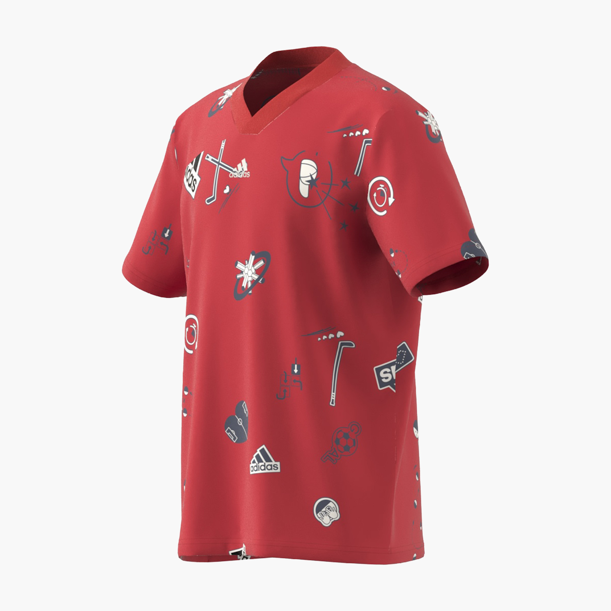 تيشيرت بياقة V وأكمام قصيرة وطبعات من أديداس-sports-boys-clothing-tops-image-8