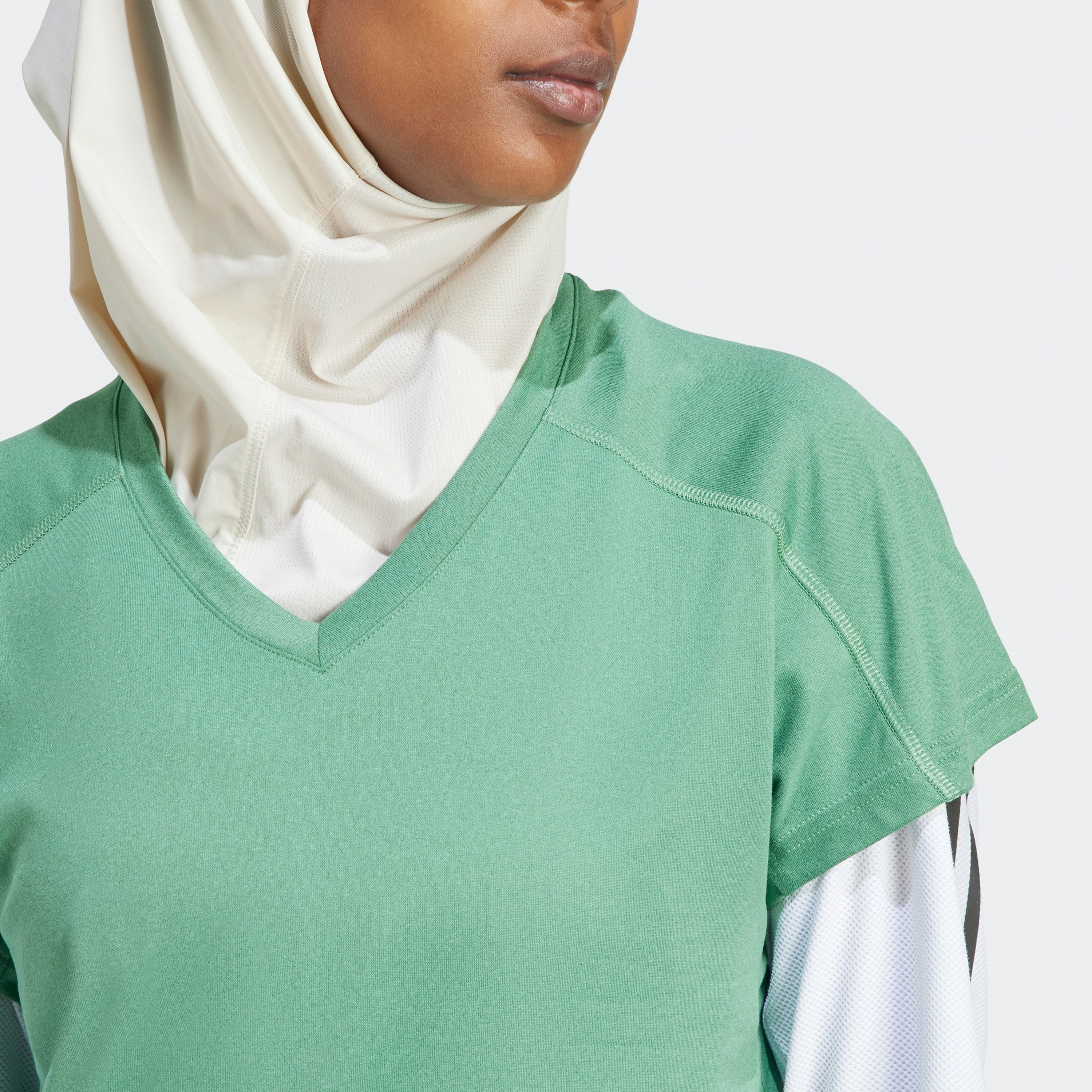 adidas Women's AEROREADY Train Essentials Minimal Branding V-Neck T-Shirt IS3964|OE-sports-women-clothing-tshirtsandvests-image-5