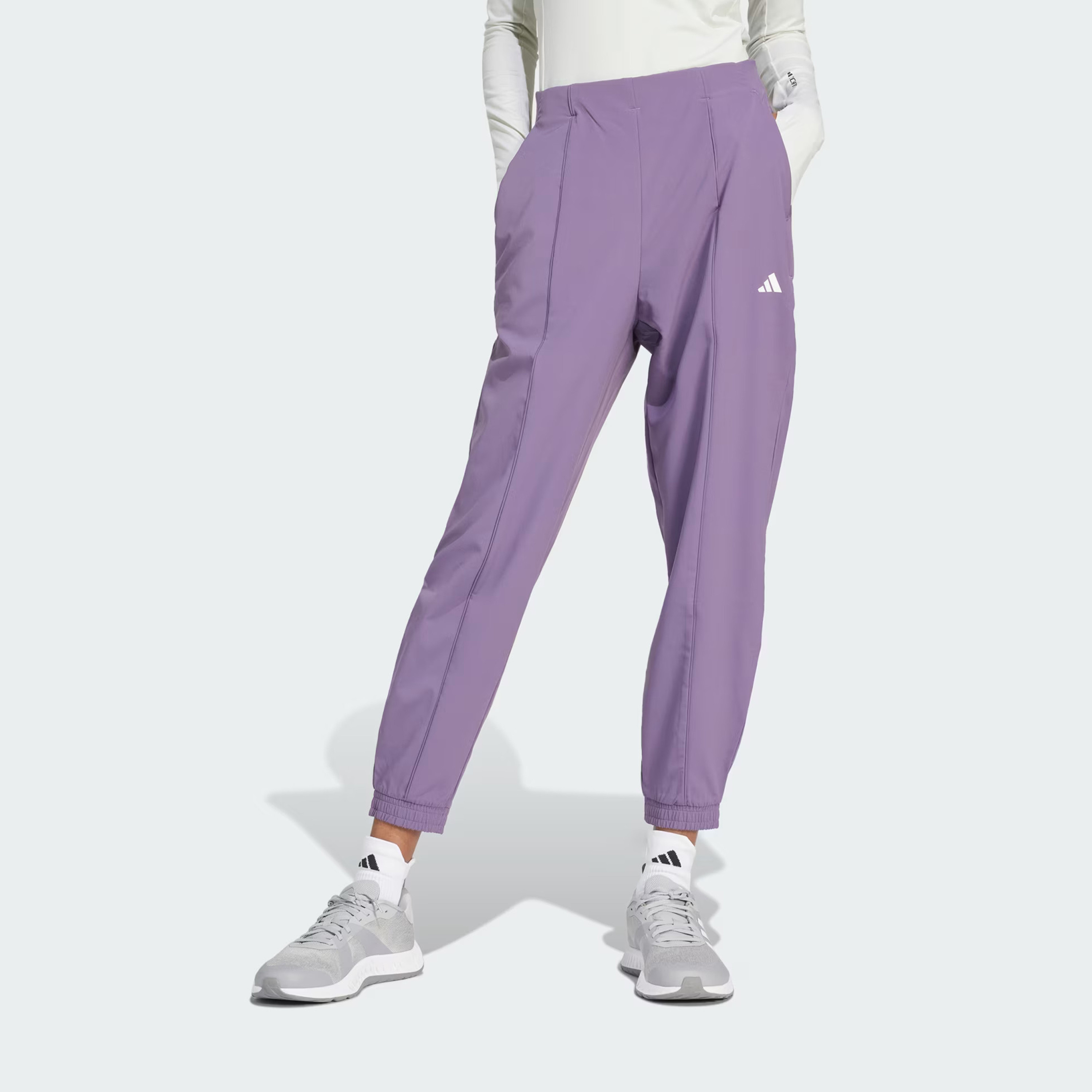 أديداس - بنطال رياضي محبوك ايسنشال بشعار بسيط ايروريدي IS3978-women-clothing-bottoms-joggers-image-1