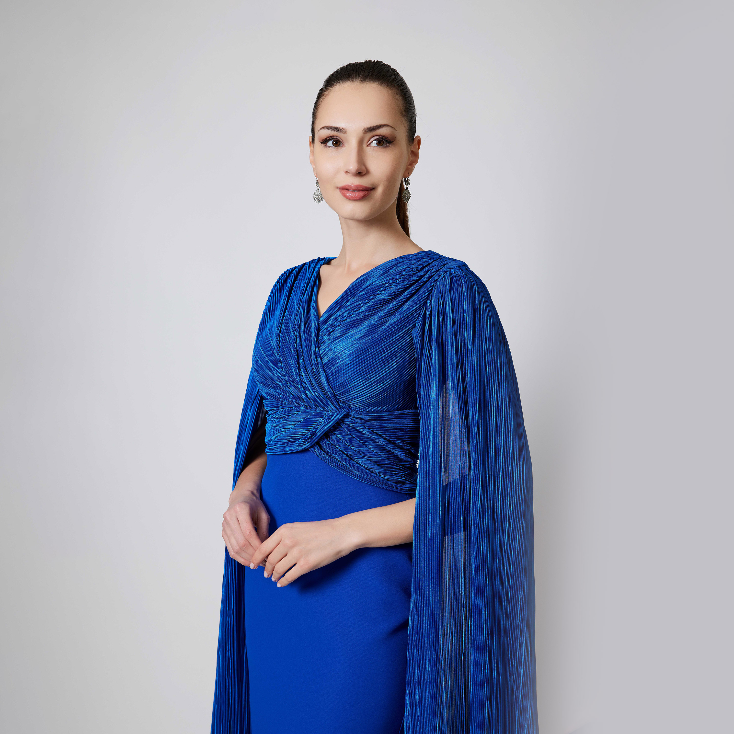 اسبيليا-  فستان للنساء ماكسي بفتحة رقبة على شكل حرف V  بوليستر مزخرف-women-clothing-dresses-image-3