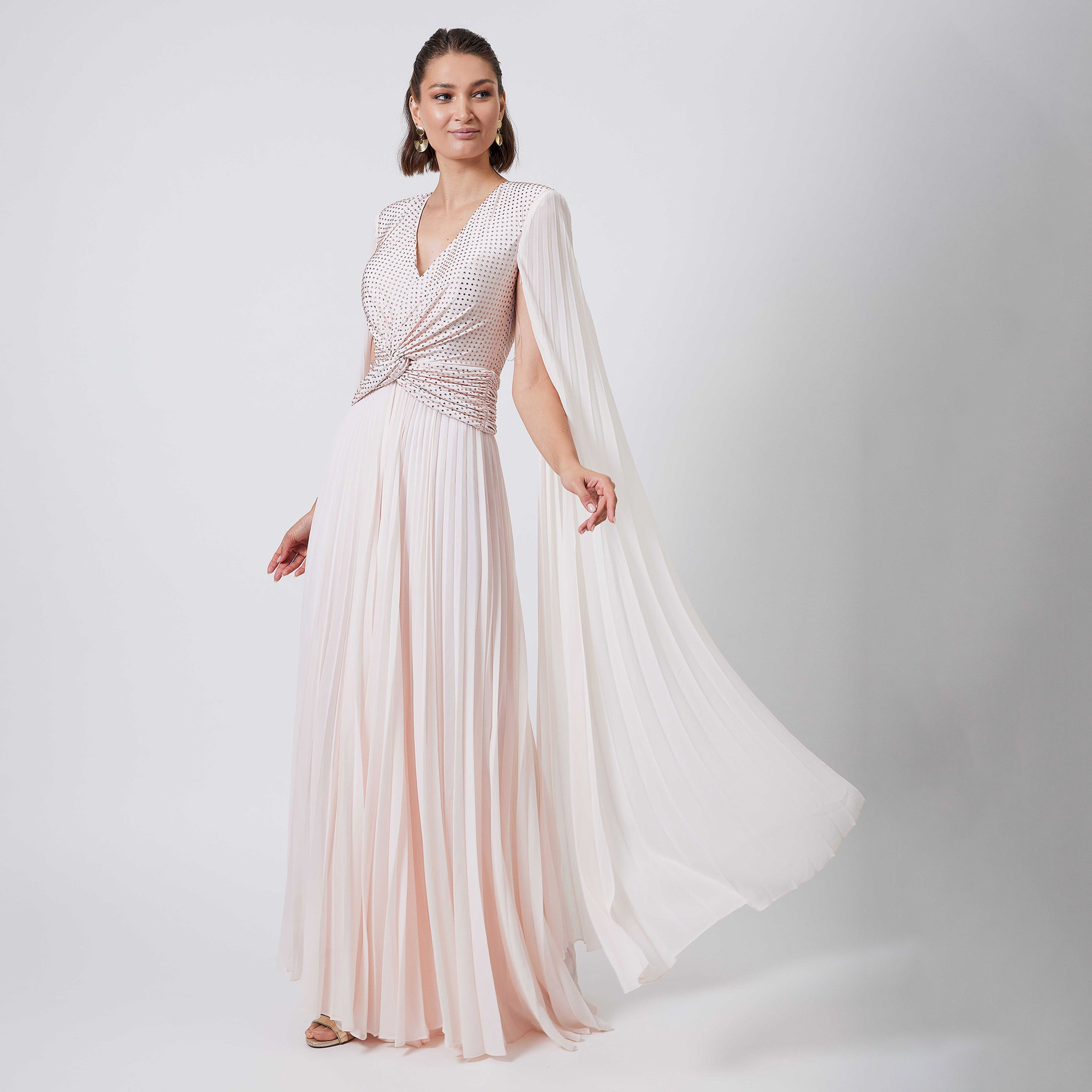 اسبيليا-  جمبسوت للنساء مطوي بياقة على شكل حرف V  بوليستر مزين-women-clothing-jumpsuits-image-1