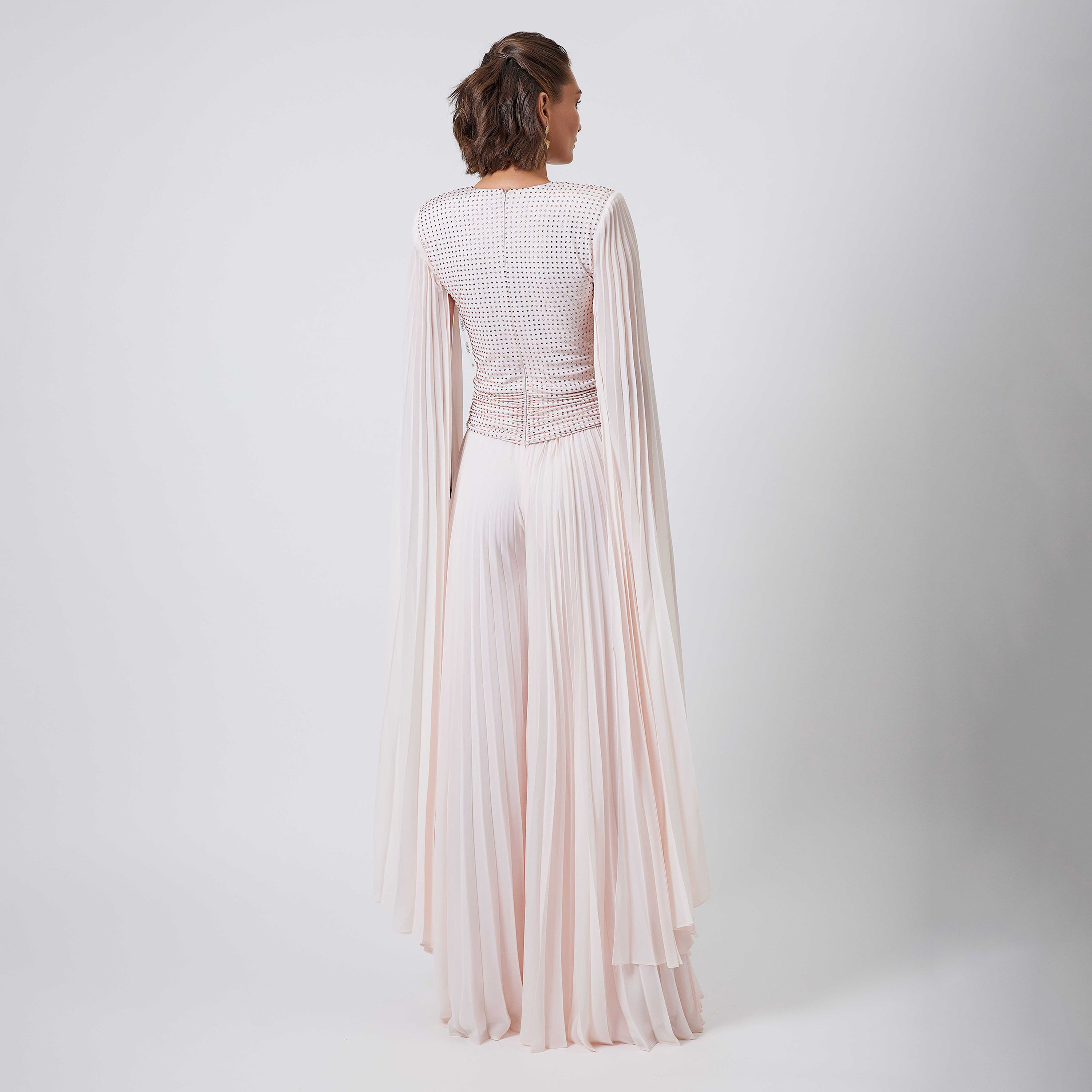 اسبيليا-  جمبسوت للنساء مطوي بياقة على شكل حرف V  بوليستر مزين-women-clothing-jumpsuits-image-2